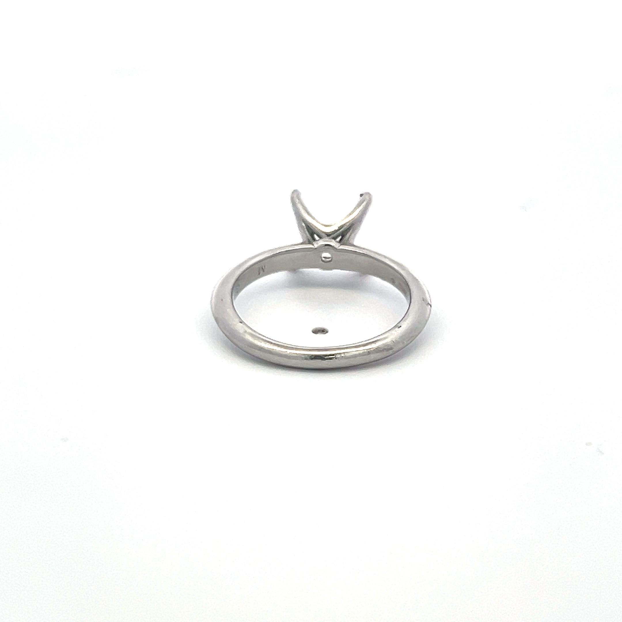 Vintage Platinum Semi Mount Ring Fits 7.4 MM 2.30+ Ct Size 5.75