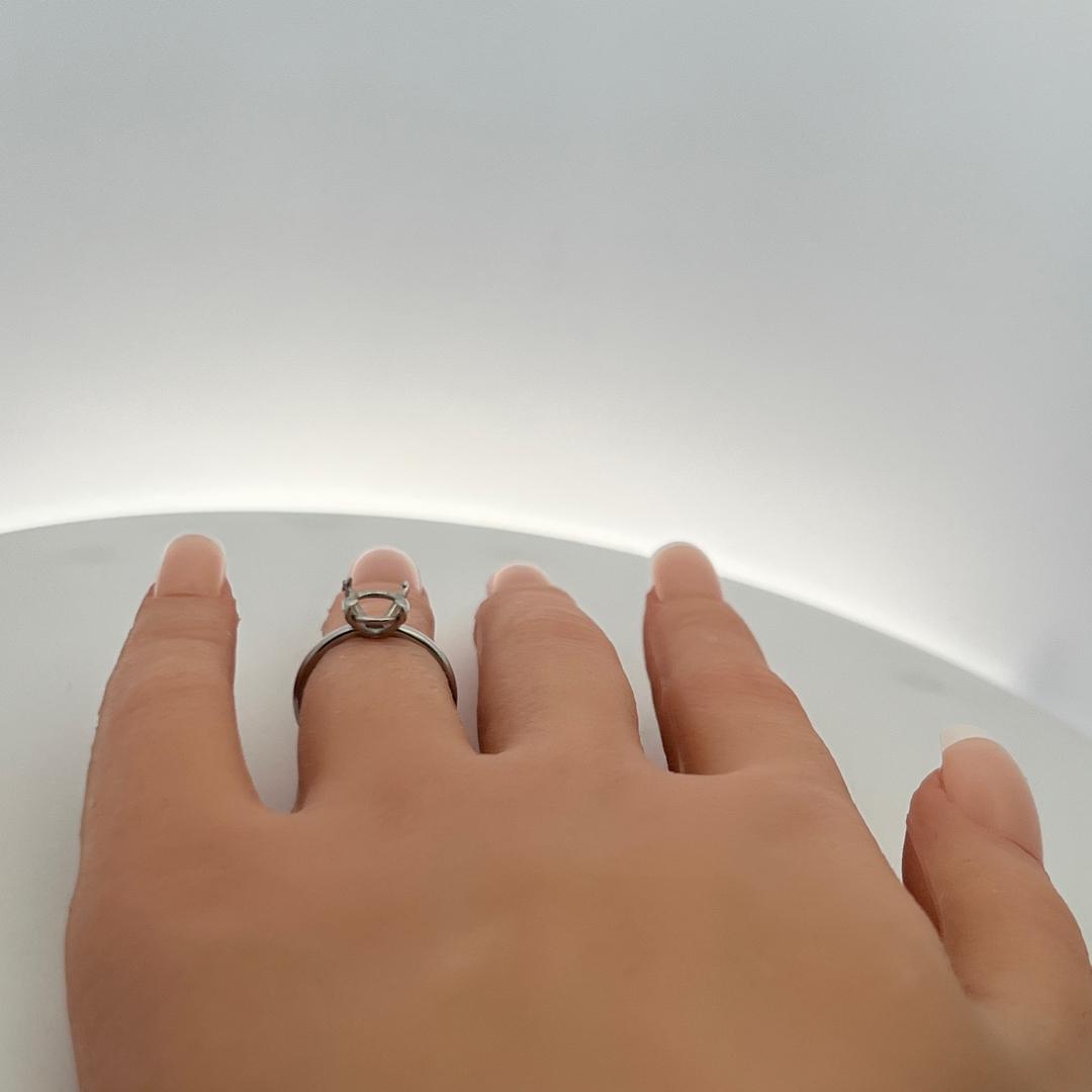 Vintage Platinum Semi-Mount Ring  Fits 8.6*6.2 MM 1.50ct+ Center Stone