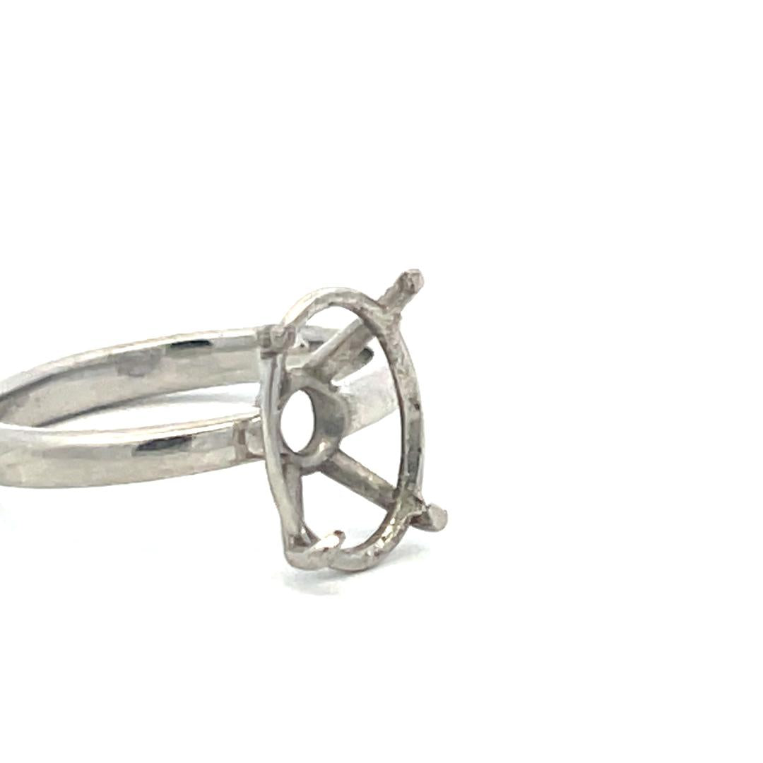 Vintage Platinum Semi-Mount Ring  Fits 8.6*6.2 MM 1.50ct+ Center Stone