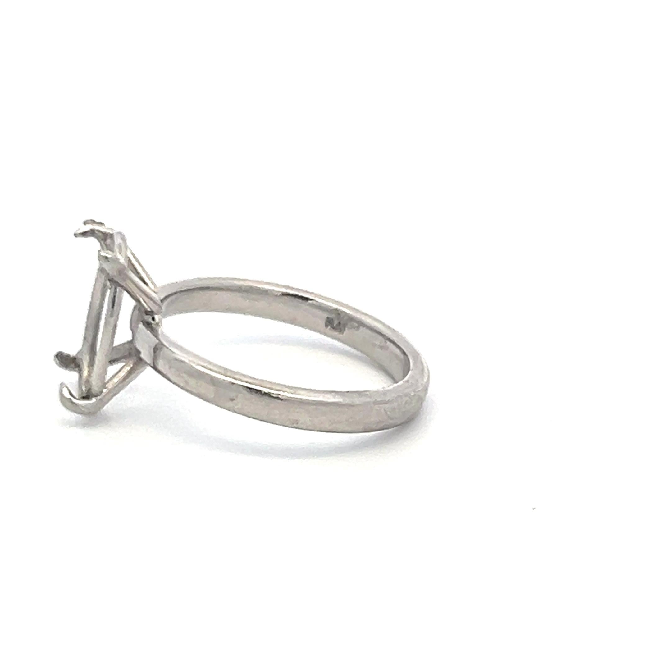 Vintage Platinum Semi-Mount Ring  Fits 8.6*6.2 MM 1.50ct+ Center Stone