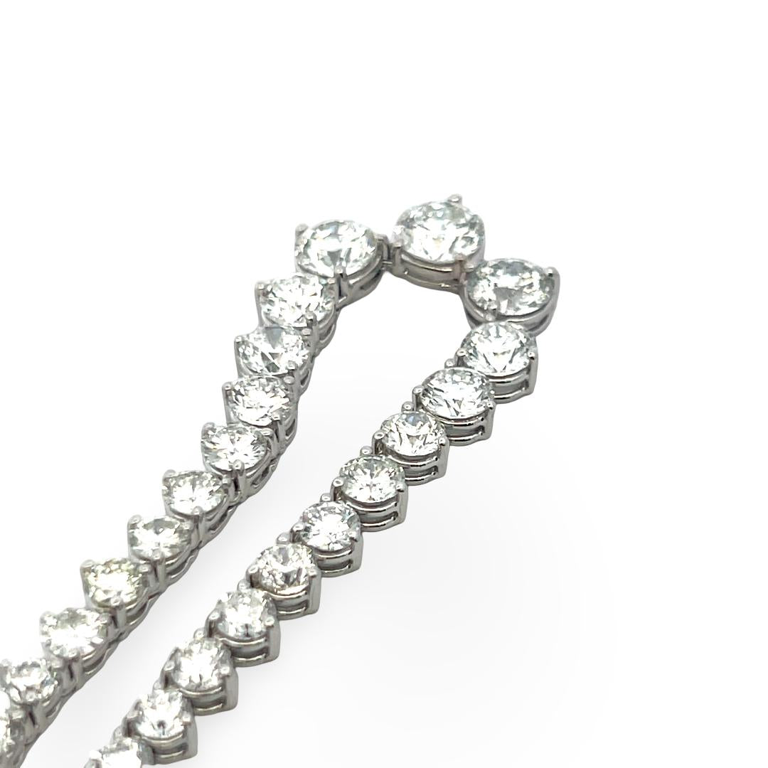 Vintage 18K White Gold Riviera Necklace with 25.90 Carat Round Diamonds GIA