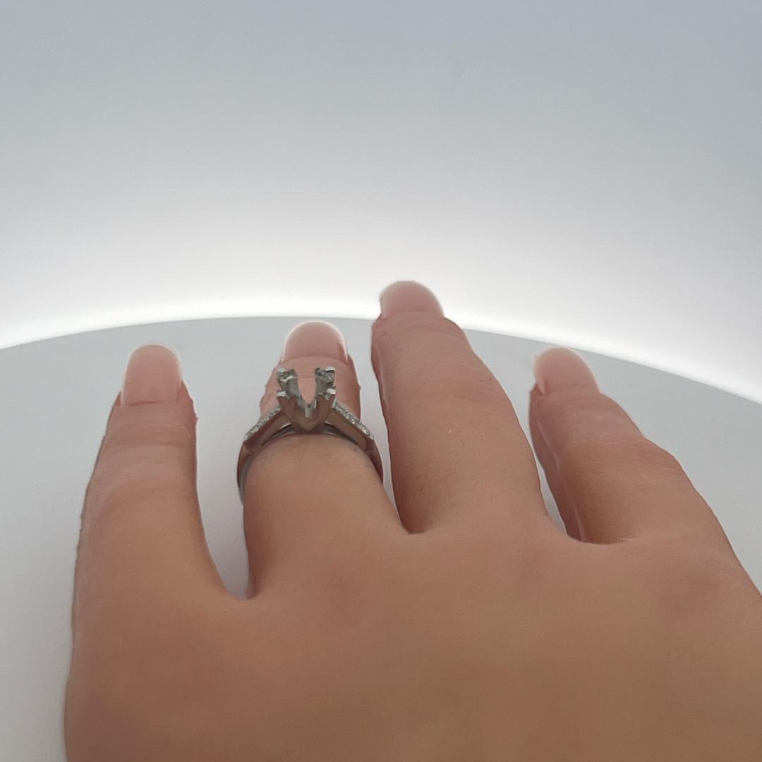 Vintage Platinum Semi-Mount Ring with Diamond Accents fits 1 ct plus stone