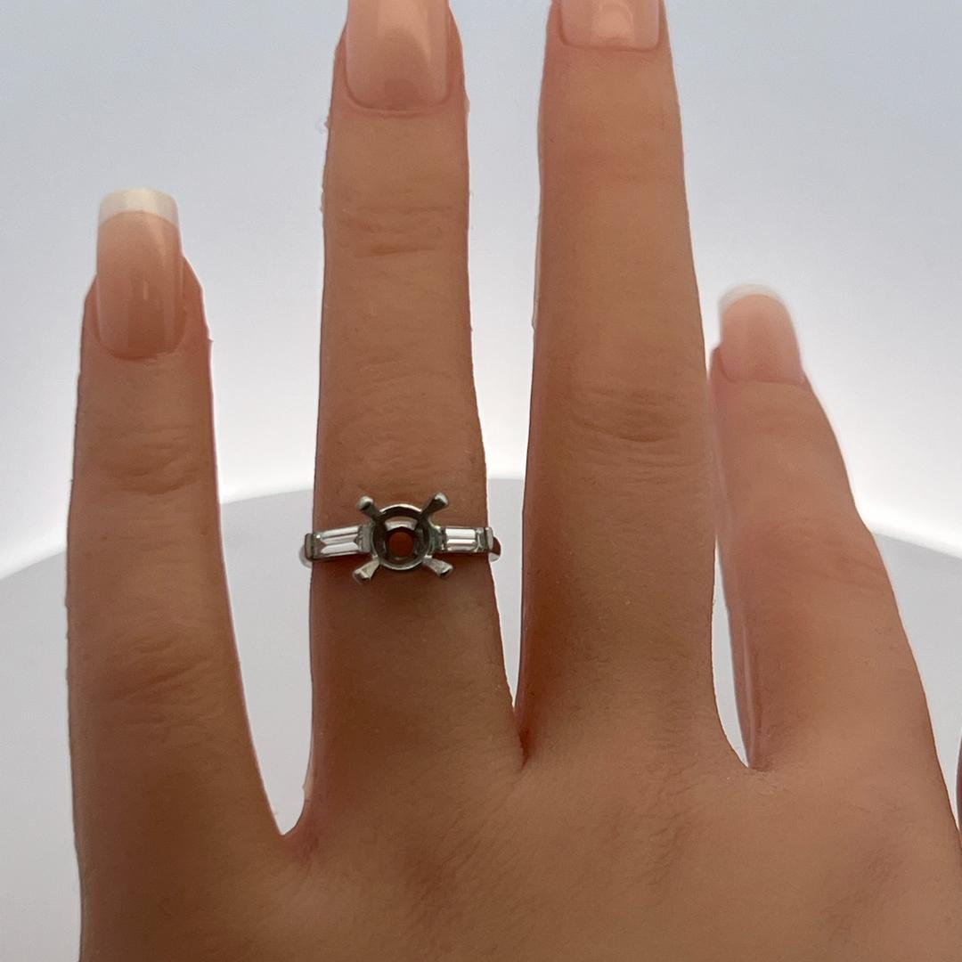Vintage Platinum Semi Mount Ring with 0.4 Carat Diamonds Fits 8.4 MM+ Stone