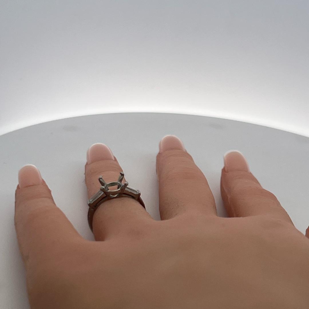 Vintage Platinum Semi Mount Ring with 0.4 Carat Diamonds Fits 8.4 MM+ Stone