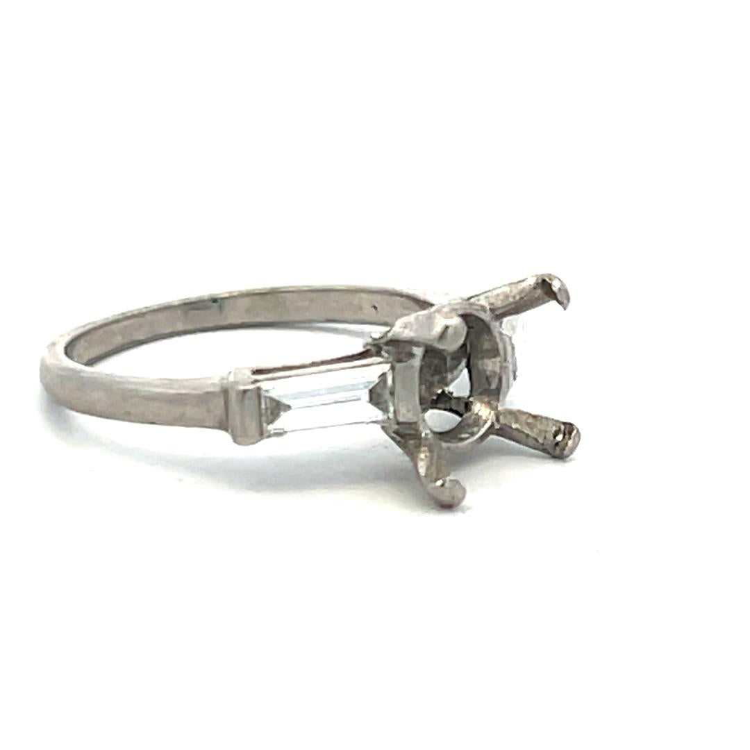 Vintage Platinum Semi Mount Ring with 0.4 Carat Diamonds Fits 8.4 MM+ Stone