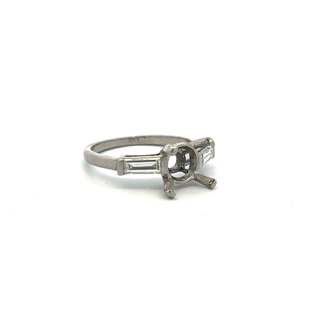 Vintage Platinum Semi Mount Ring with 0.4 Carat Diamonds Fits 8.4 MM+ Stone