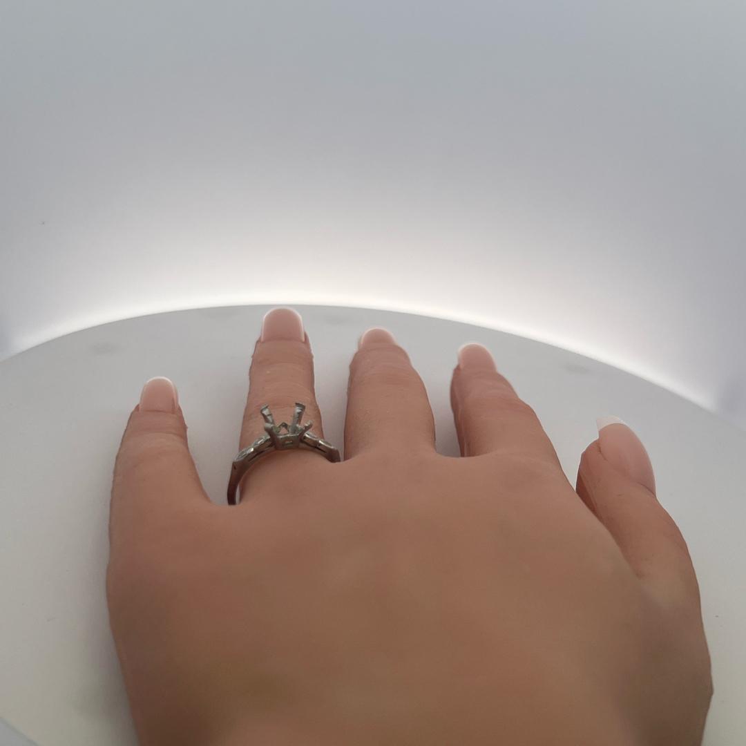 Vintage Platinum Semi Mount Ring, Fits 8.4*8.3mm, 0.2ct Marquis, Size 8