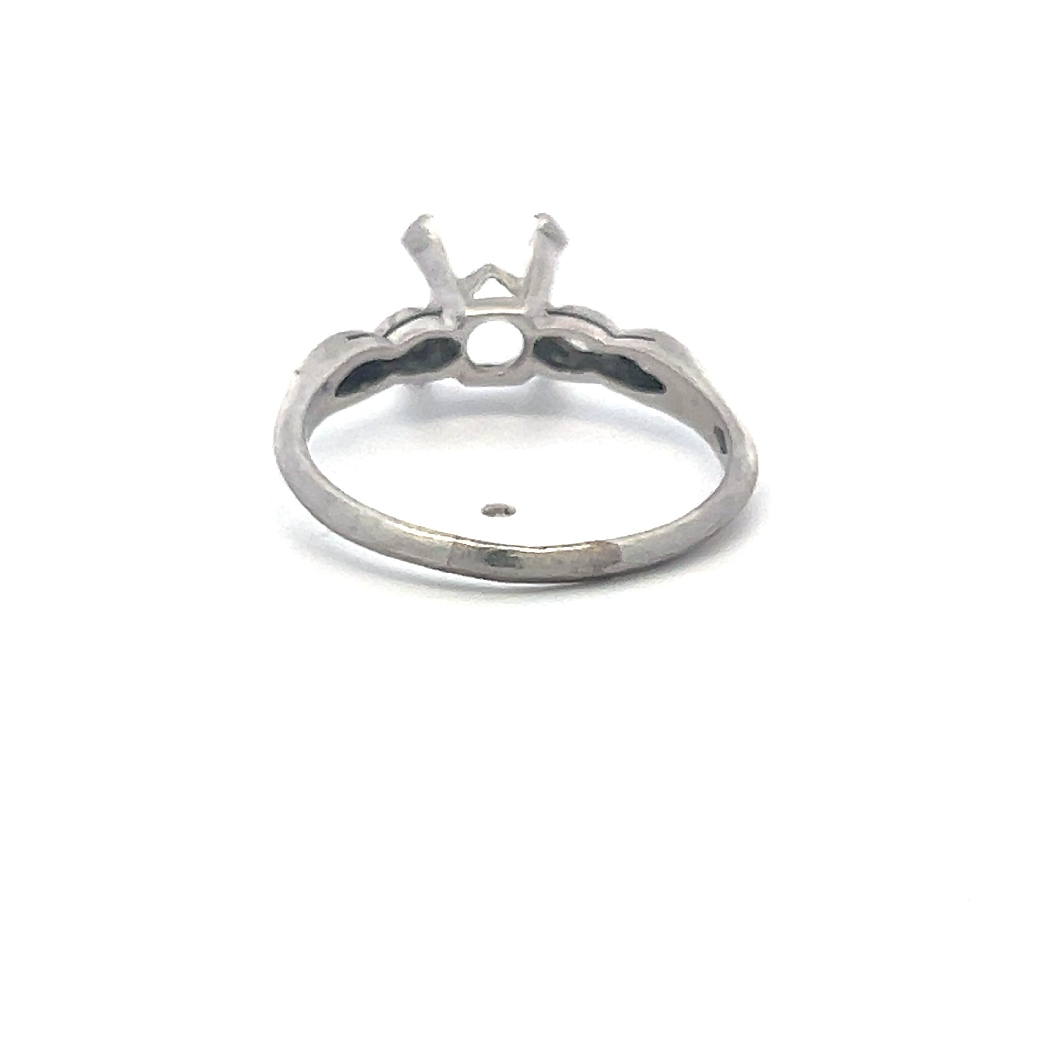 Vintage Platinum Semi Mount Ring, Fits 8.4*8.3mm, 0.2ct Marquis, Size 8