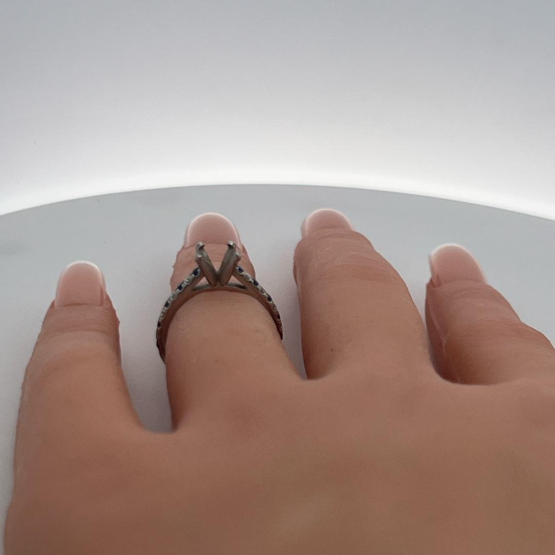 Vintage Platinum Semi-Mount Ring with 0.85 Carat I-SI Diamond and Sapphire