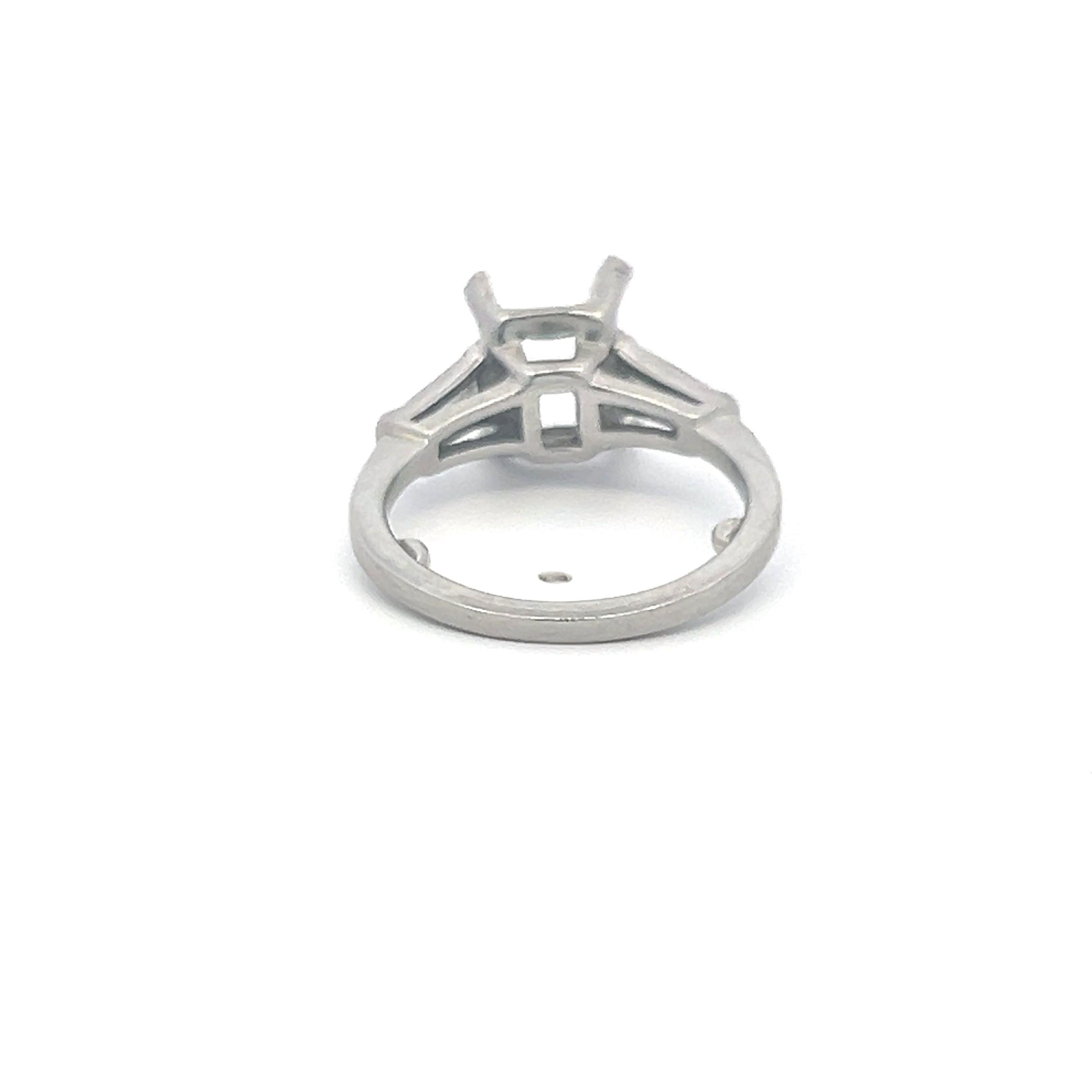 Vintage Platinum Semi Mount Ring 0.4 Carat H-SI Diamond Size-4, 6.5 MM+