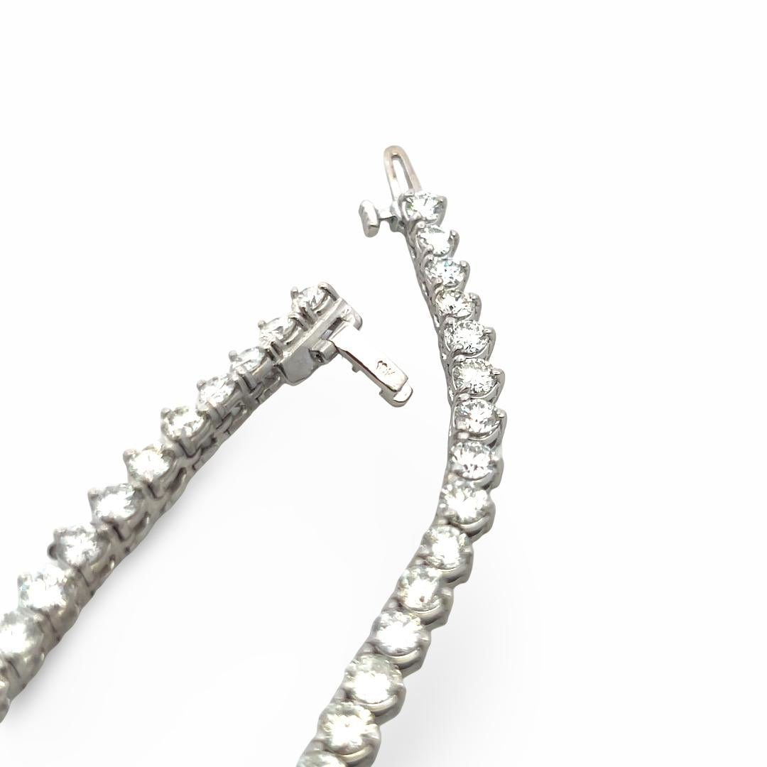 Vintage 18K White Gold Riviera Necklace with 25.80 Carat Round F/VS Diamonds