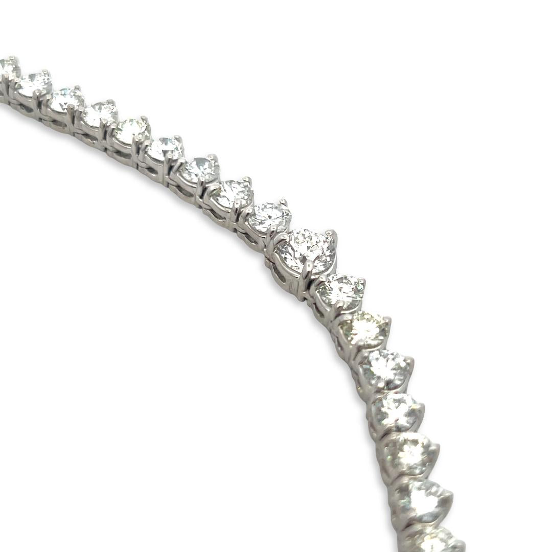 Vintage 18K White Gold Riviera Necklace with 25.80 Carat Round F/VS Diamonds