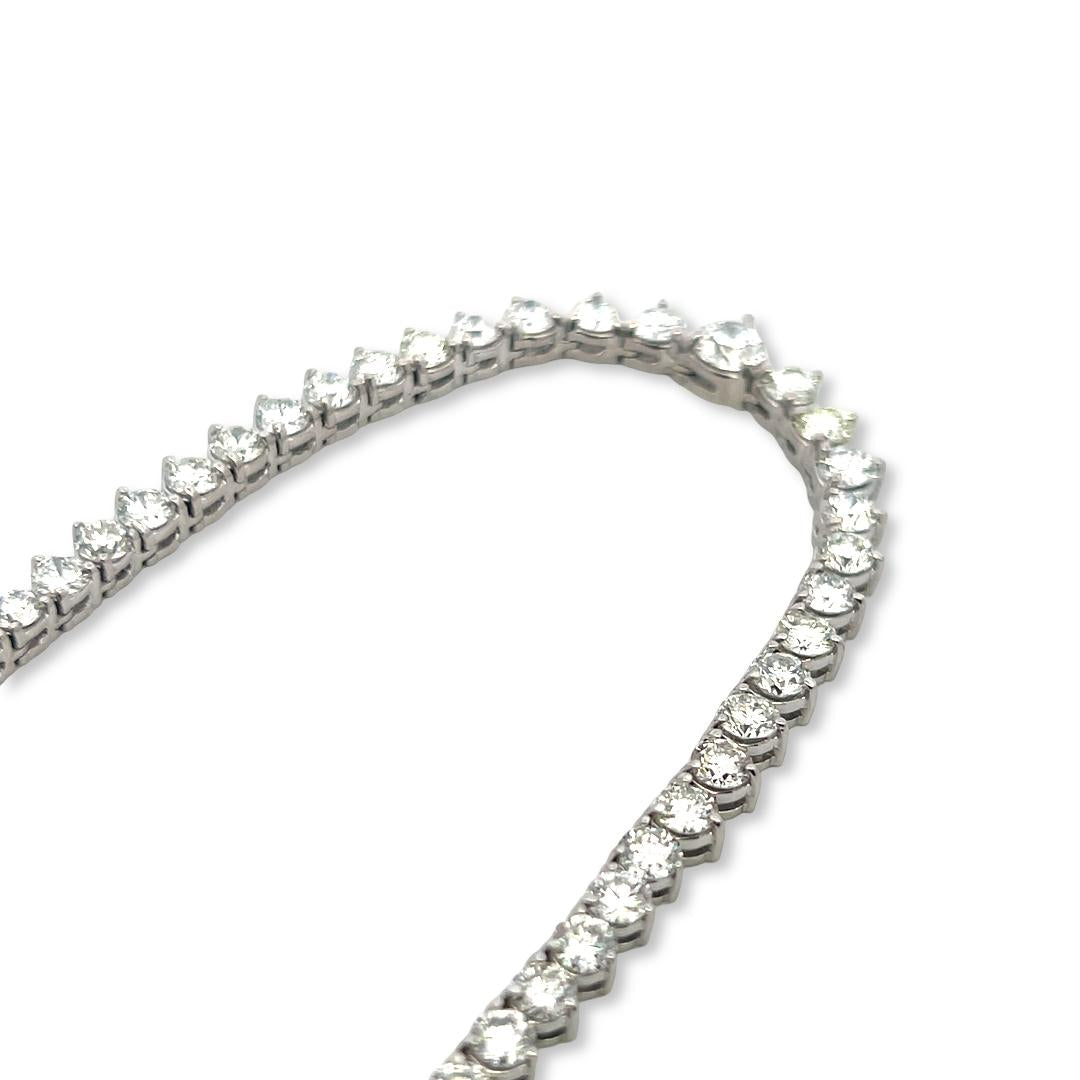 Vintage 18K White Gold Riviera Necklace with 25.80 Carat Round F/VS Diamonds