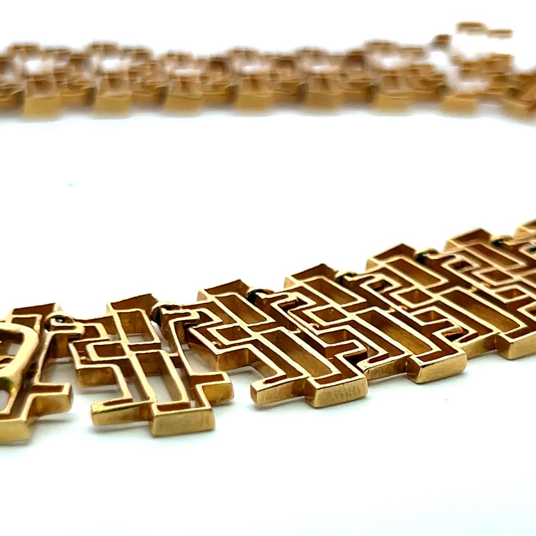 Lalaounis 18K Yellow Gold Greek Key Collar Necklace Vintage 118.4g