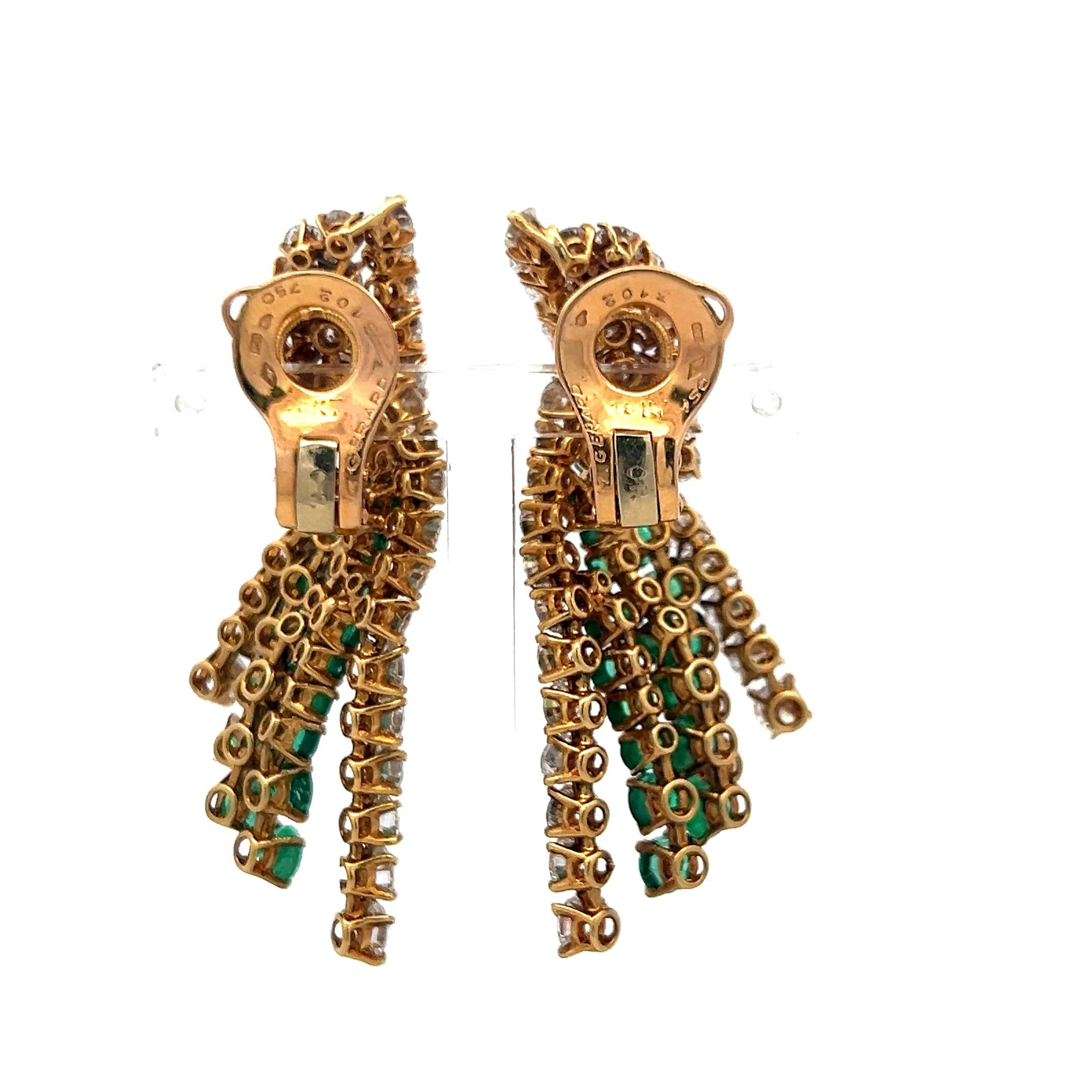 Vintage 18K YG Bracelet and Earrings Set with 27.7 Ct. Diamond, 11 Ct. Emerald