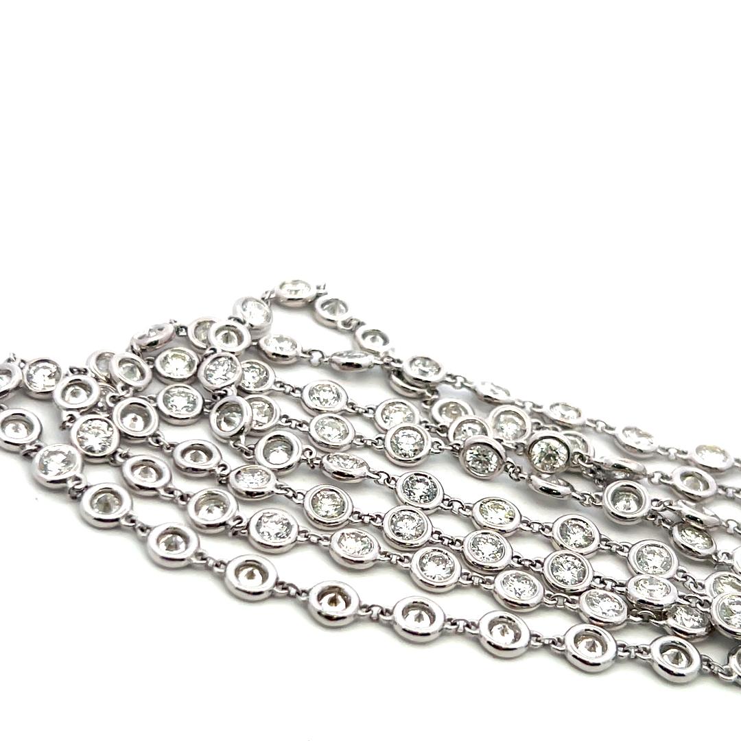 Vintage Platinum Chain Diamond by the Yard Necklace with 17.61 Carat Diamonds