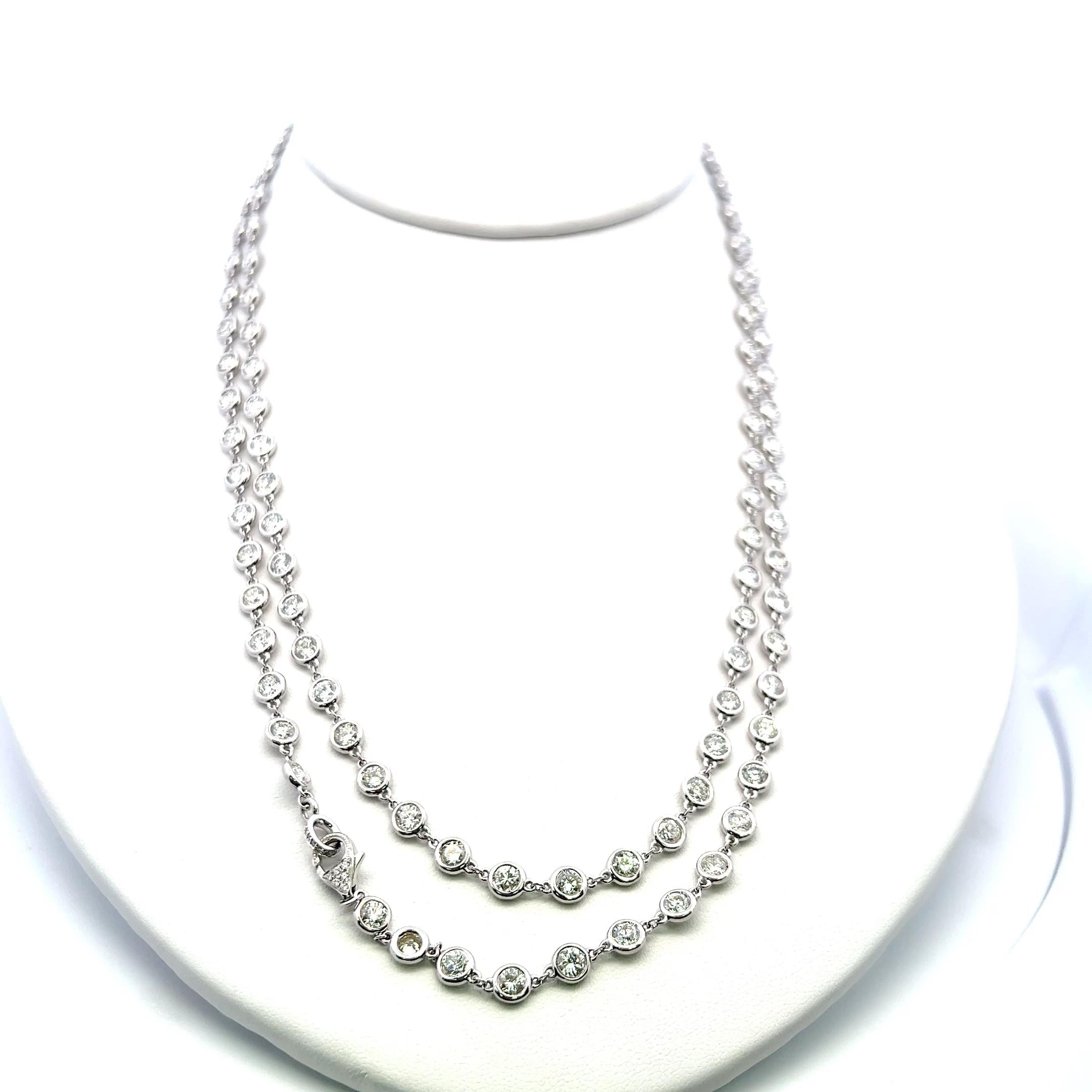 Vintage Platinum Chain Diamond by the Yard Necklace with 17.61 Carat Diamonds