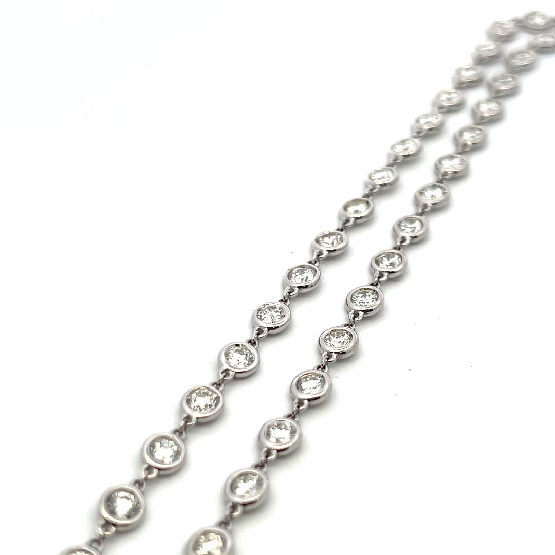 Vintage Platinum Chain Diamond by the Yard Necklace with 17.61 Carat Diamonds