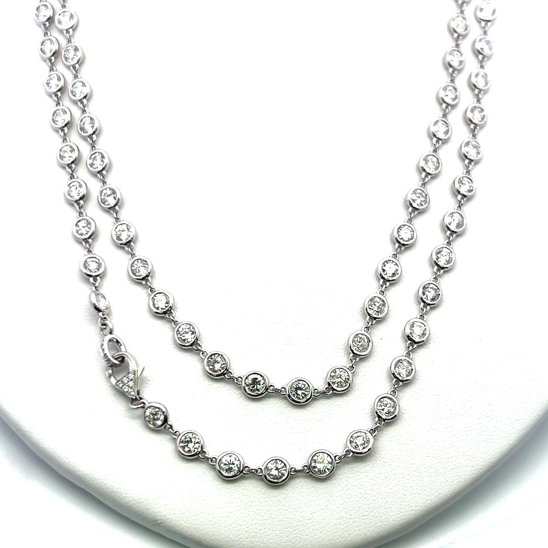 Vintage Platinum Chain Diamond by the Yard Necklace with 17.61 Carat Diamonds