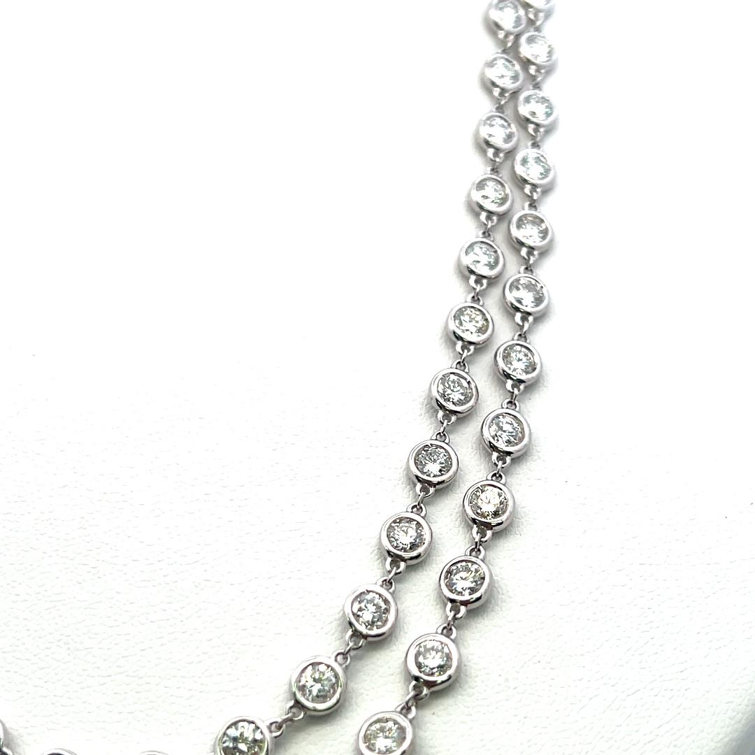 Vintage Platinum Chain Diamond by the Yard Necklace with 17.61 Carat Diamonds