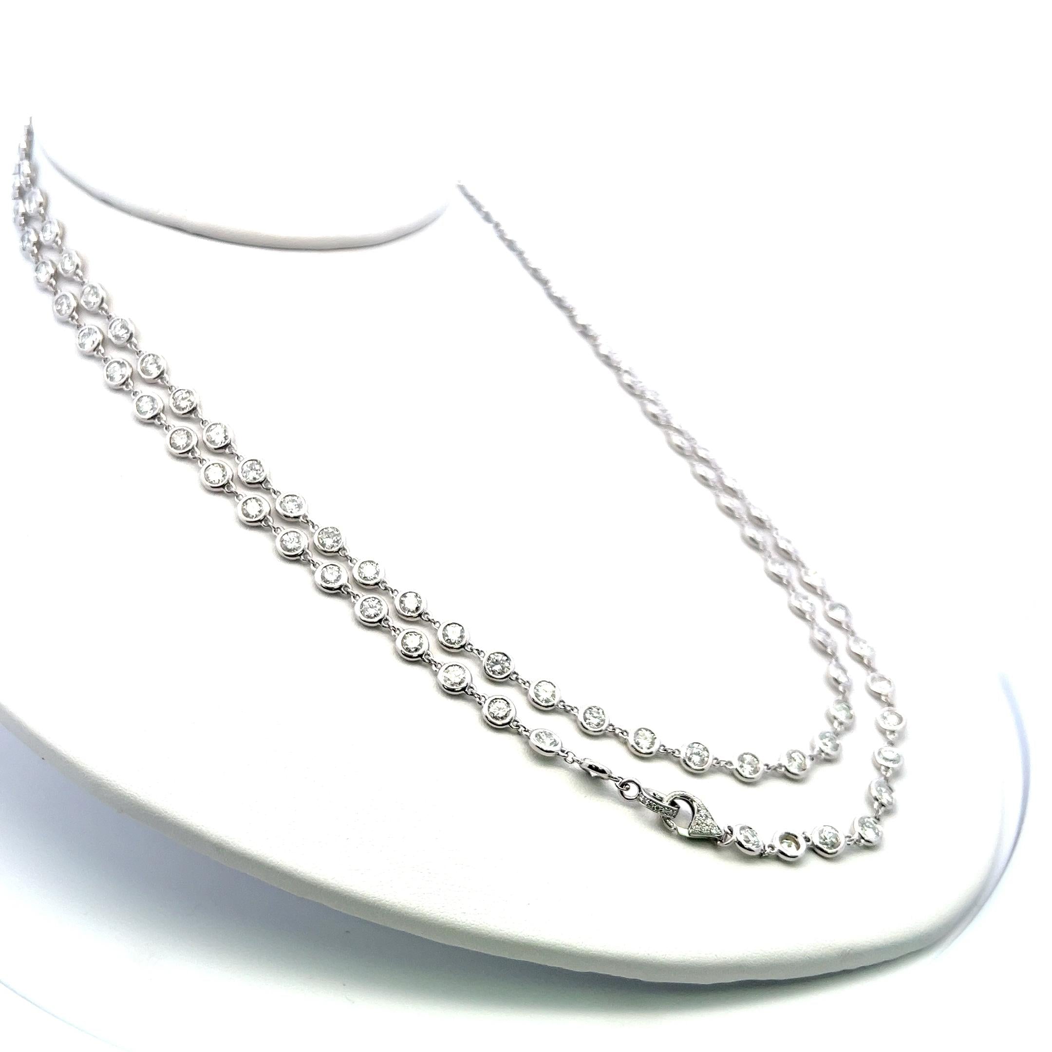 Vintage Platinum Chain Diamond by the Yard Necklace with 17.61 Carat Diamonds