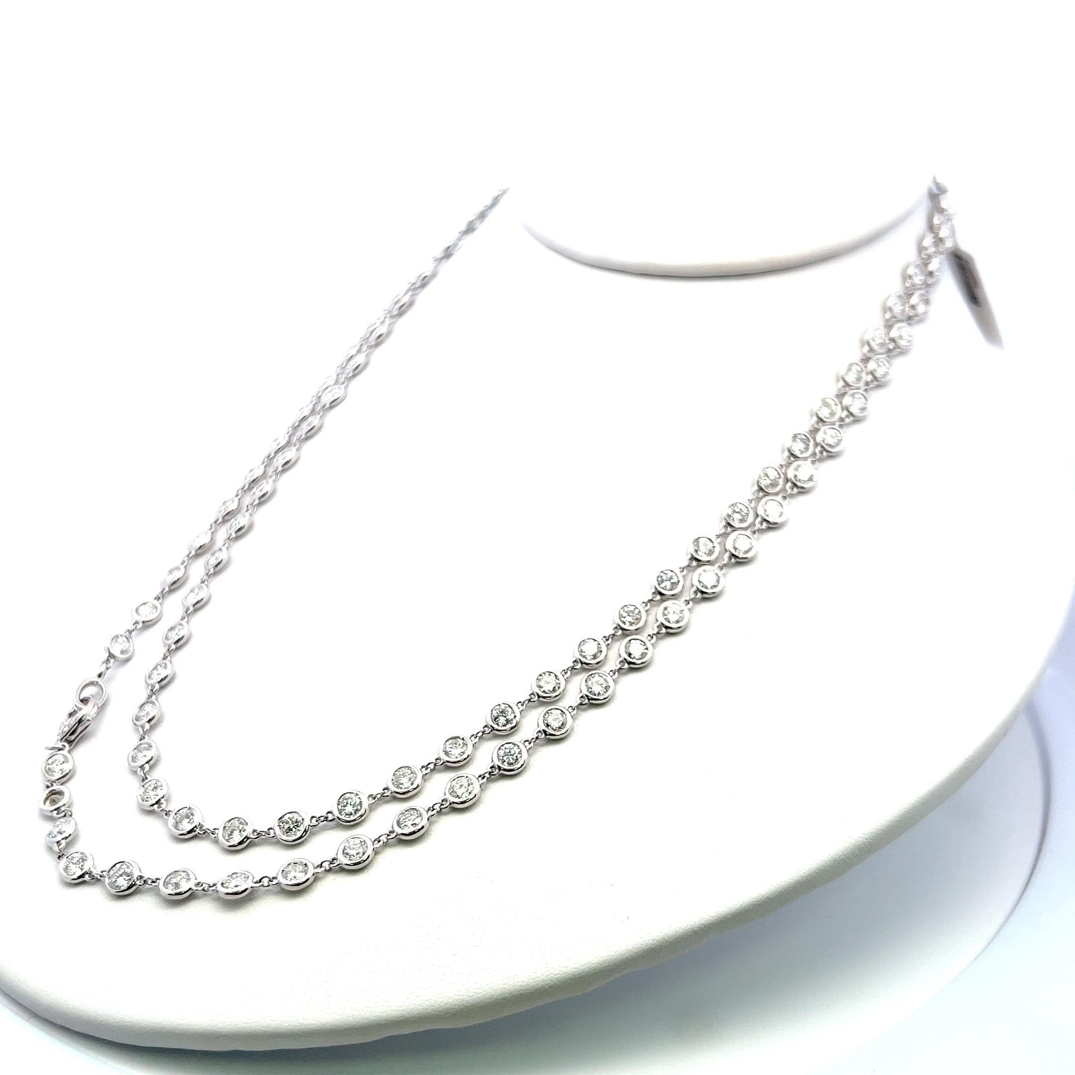 Vintage Platinum Chain Diamond by the Yard Necklace with 17.61 Carat Diamonds