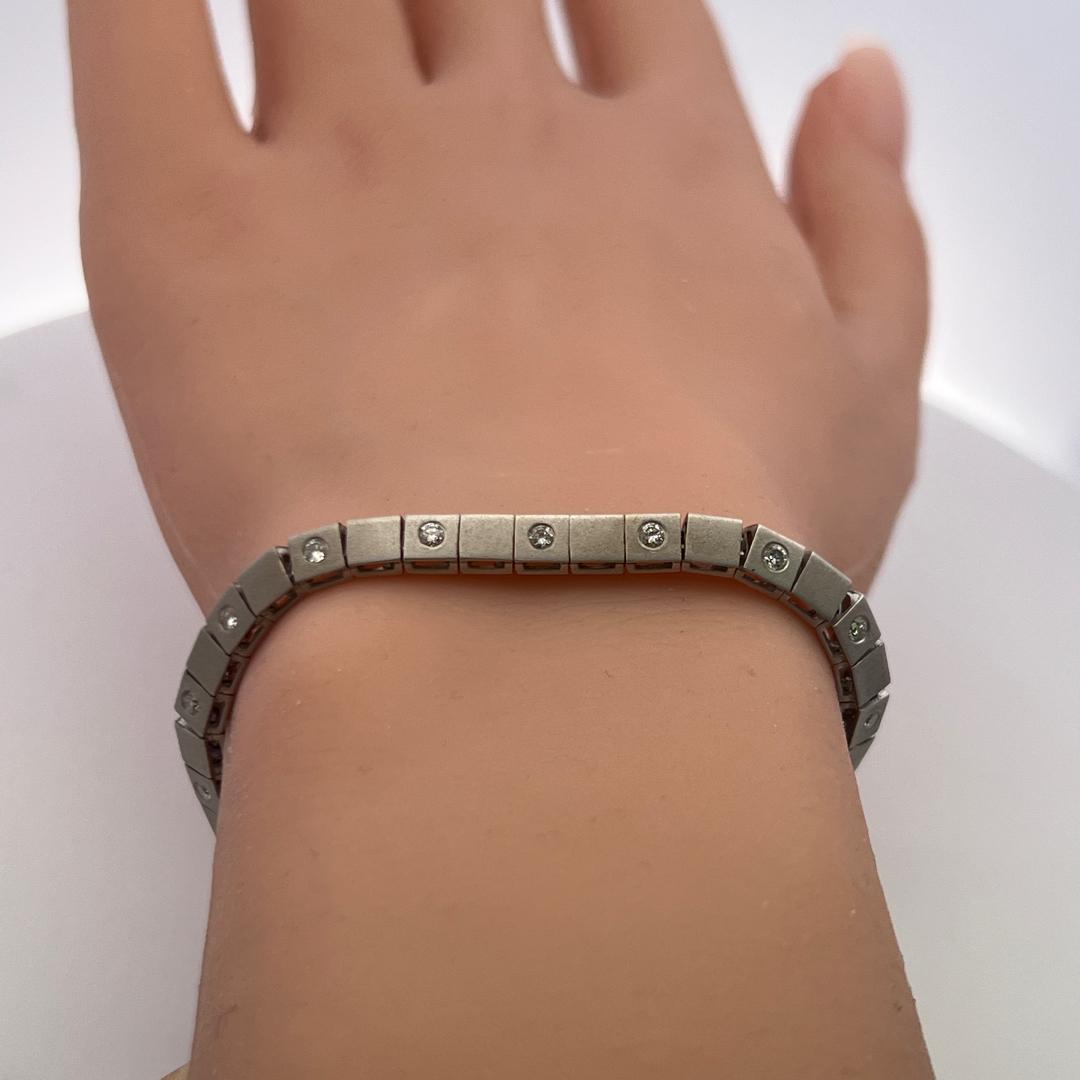 1.20 Carat Diamond 14K White Gold Station Link Bracelet G VS Vintage