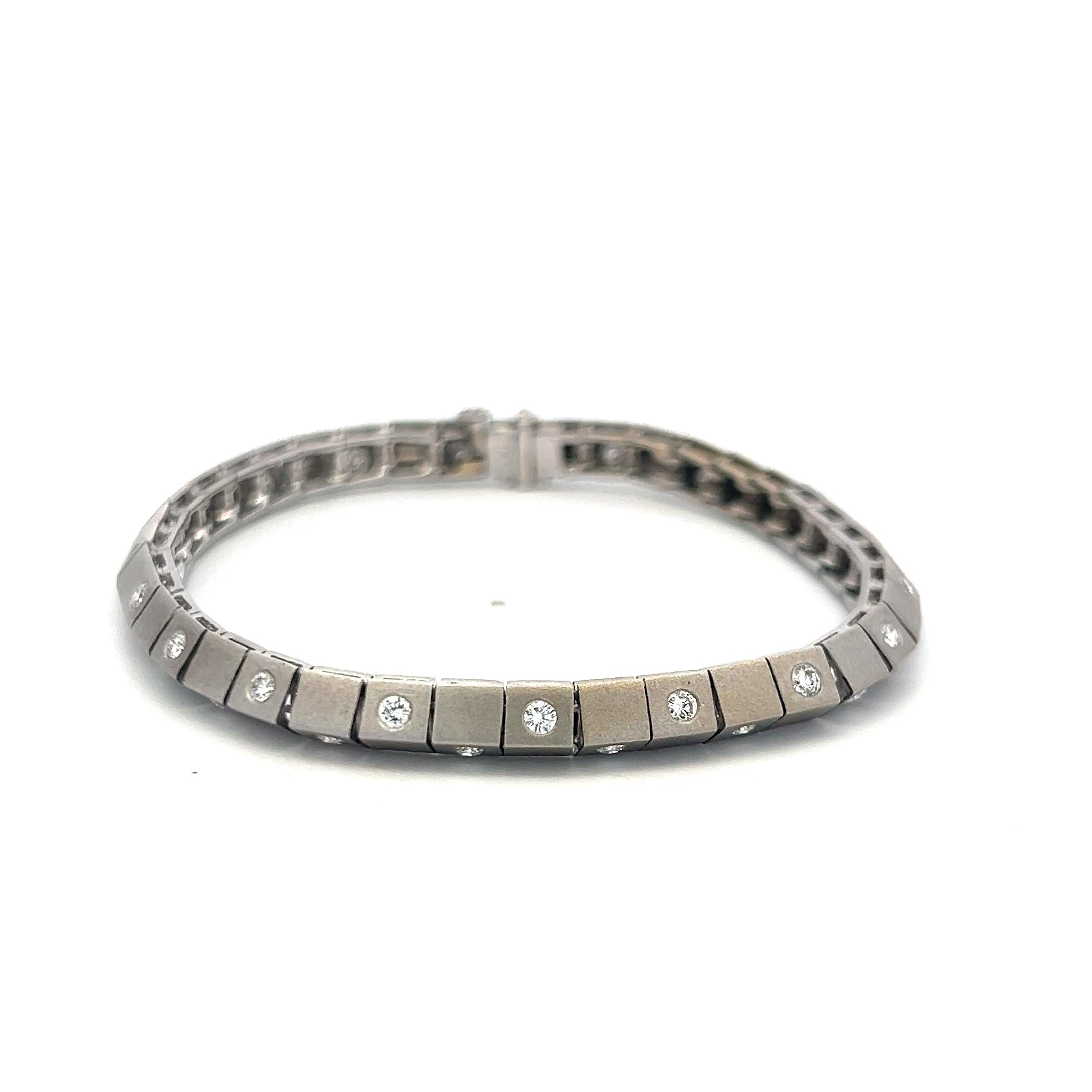 1.20 Carat Diamond 14K White Gold Station Link Bracelet G VS Vintage