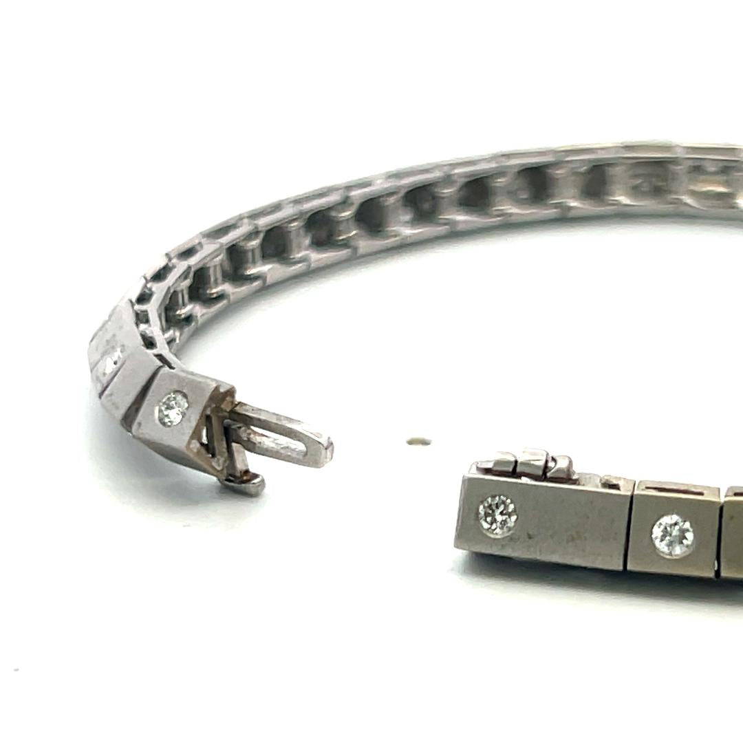 1.20 Carat Diamond 14K White Gold Station Link Bracelet G VS Vintage