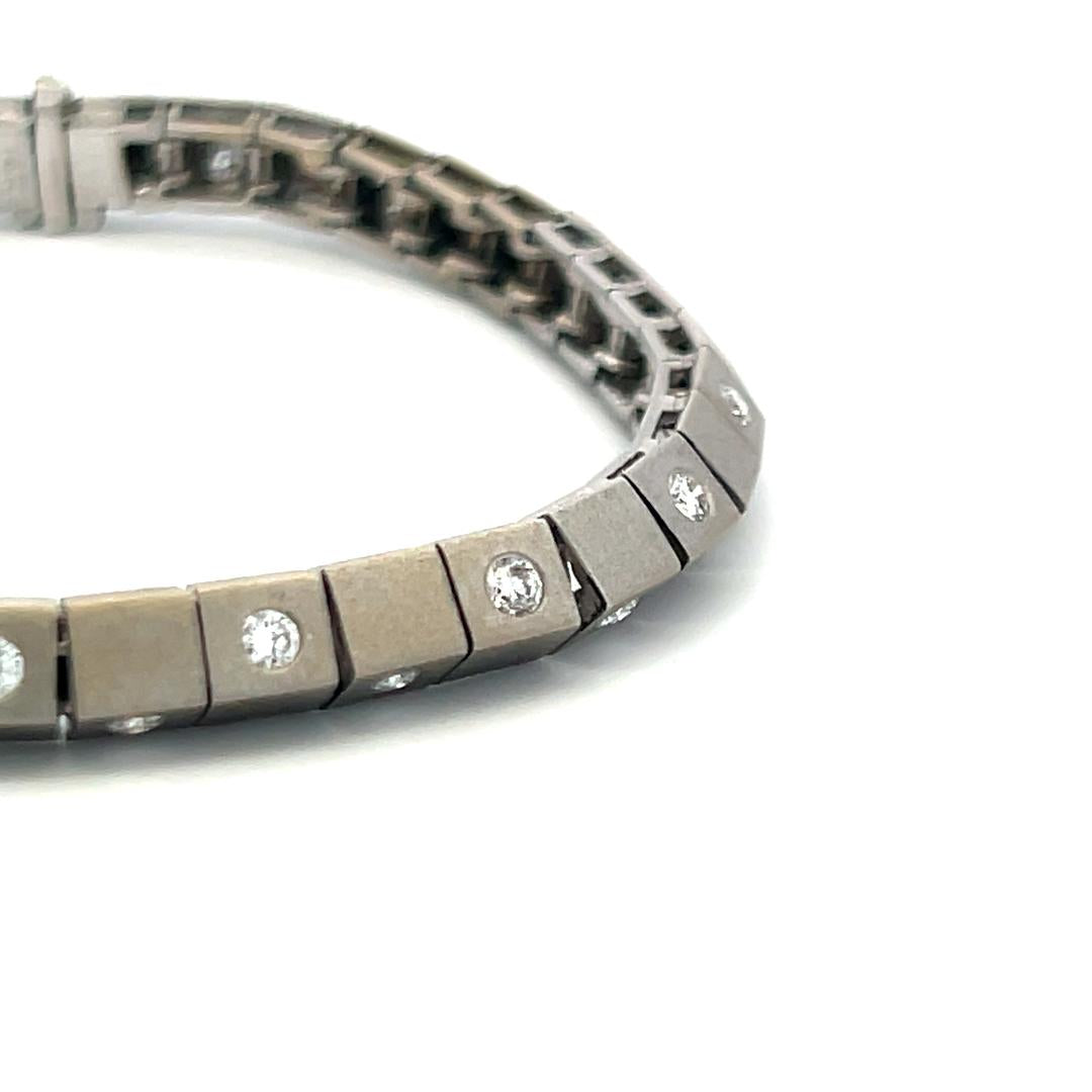 1.20 Carat Diamond 14K White Gold Station Link Bracelet G VS Vintage