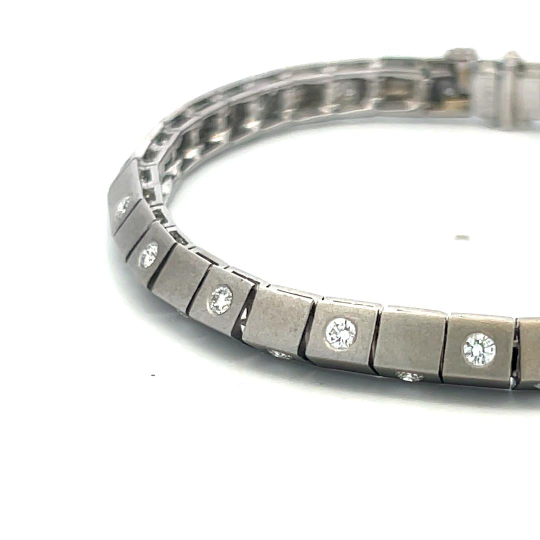 1.20 Carat Diamond 14K White Gold Station Link Bracelet G VS Vintage