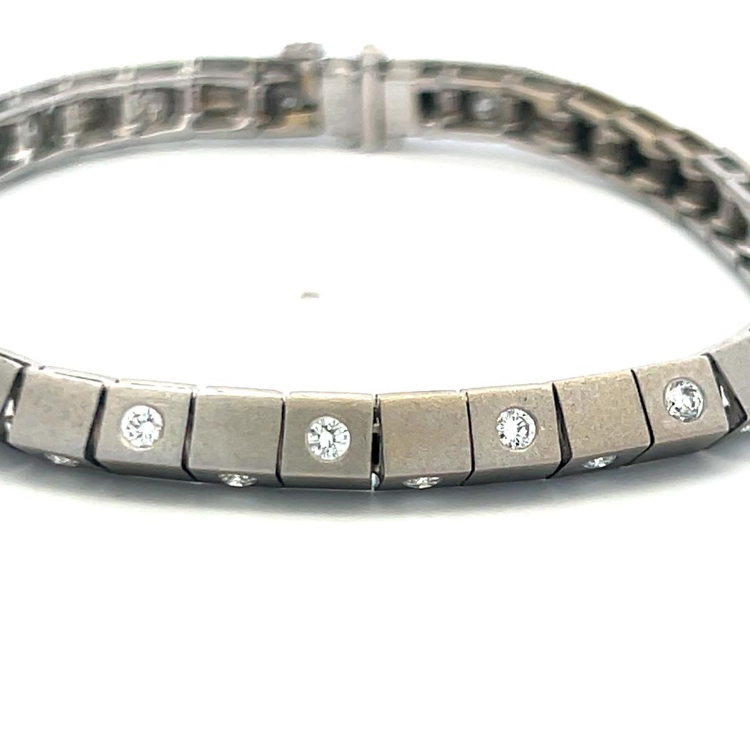 1.20 Carat Diamond 14K White Gold Station Link Bracelet G VS Vintage