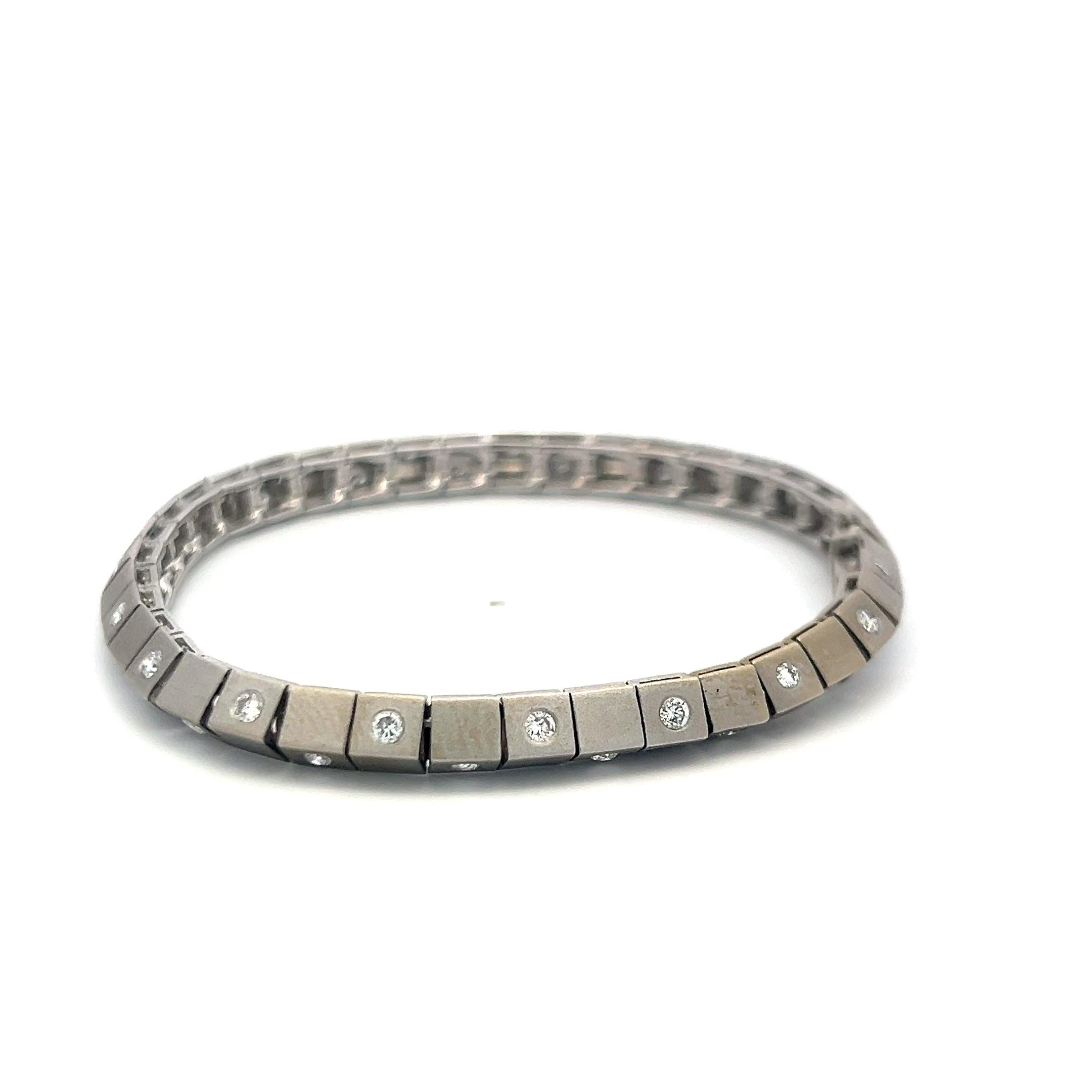 1.20 Carat Diamond 14K White Gold Station Link Bracelet G VS Vintage