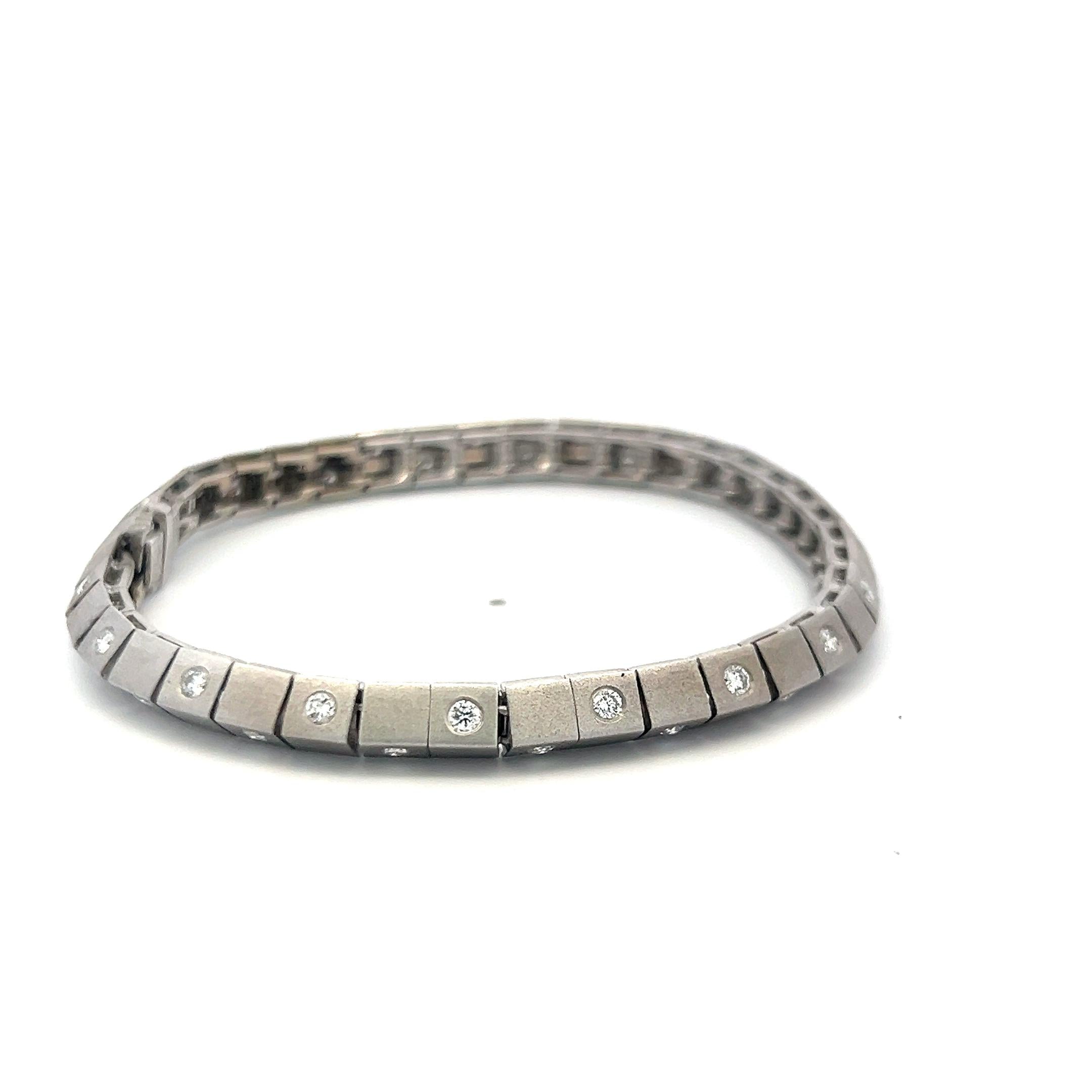 1.20 Carat Diamond 14K White Gold Station Link Bracelet G VS Vintage