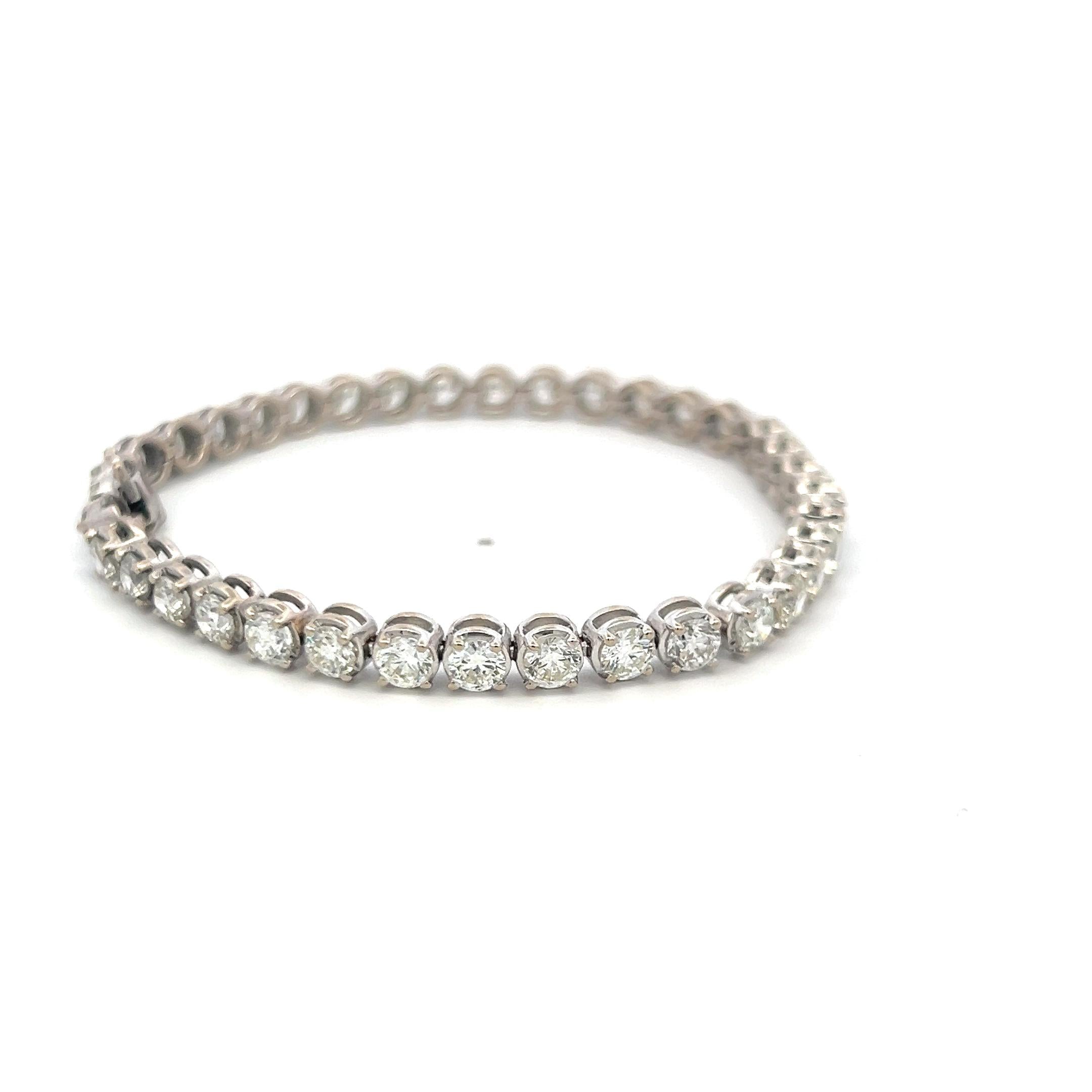 7.00 Carat H VS Diamond Tennis Bracelet 14K White Gold Vintage Estate