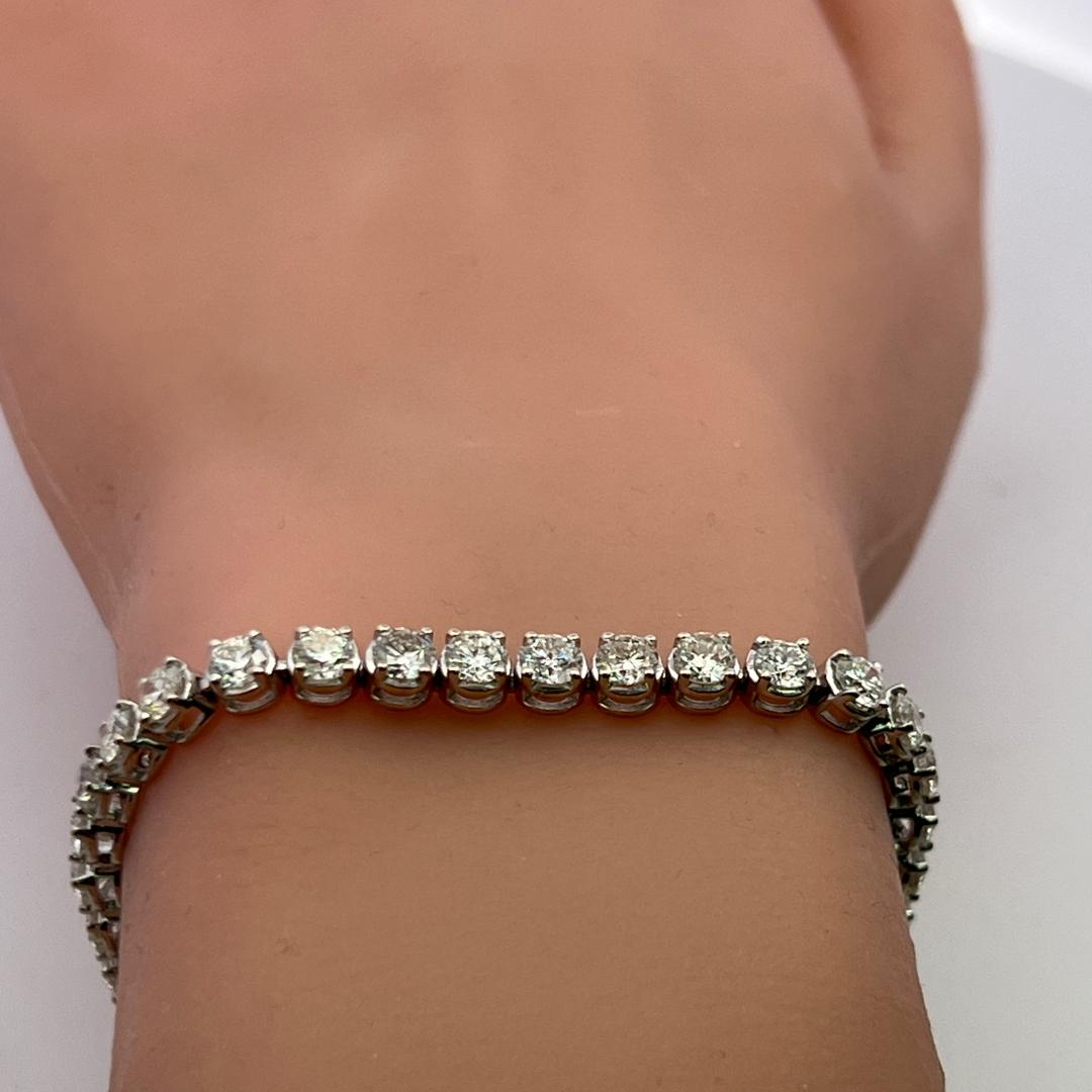 7.00 Carat H VS Diamond Tennis Bracelet 14K White Gold Vintage Estate