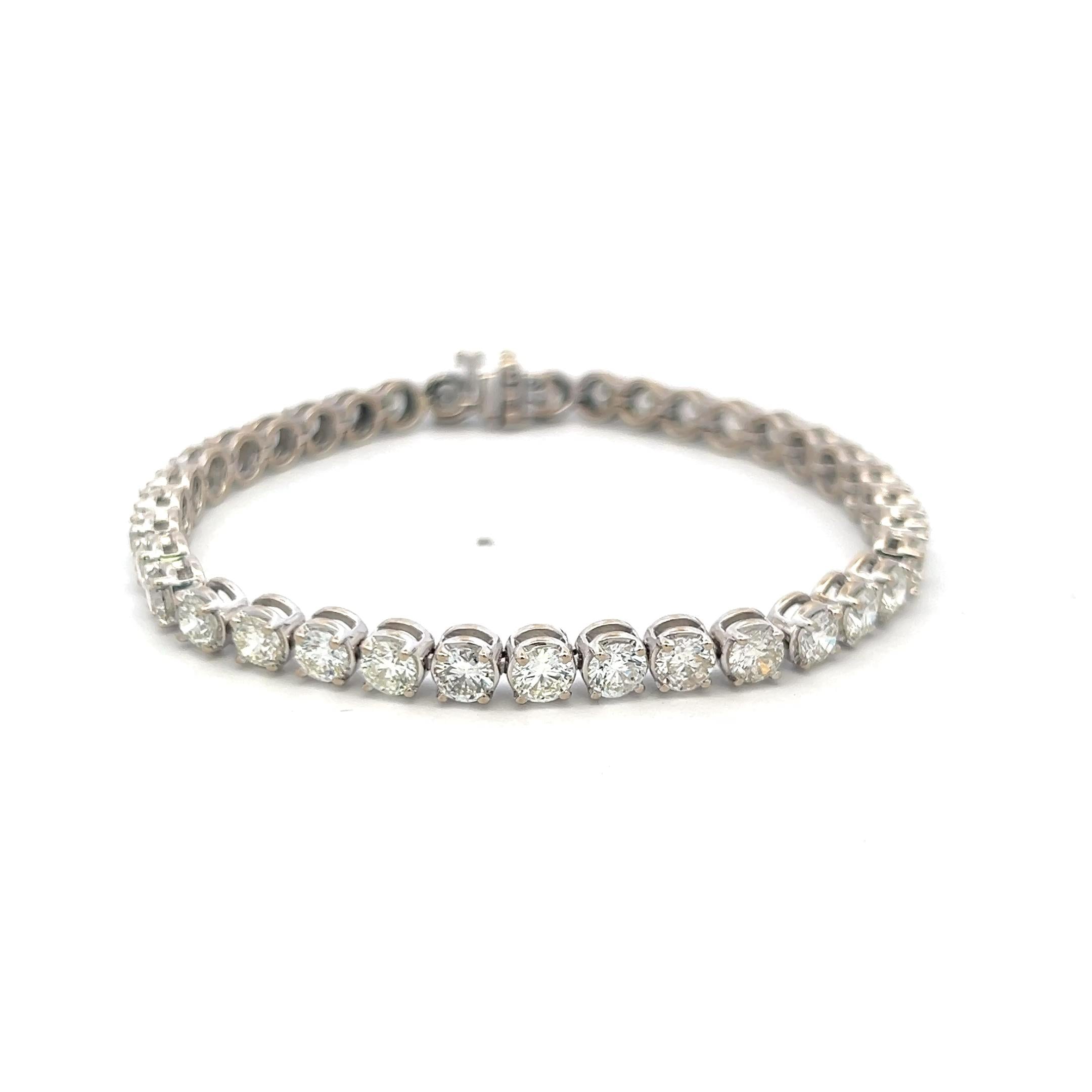 7.00 Carat H VS Diamond Tennis Bracelet 14K White Gold Vintage Estate