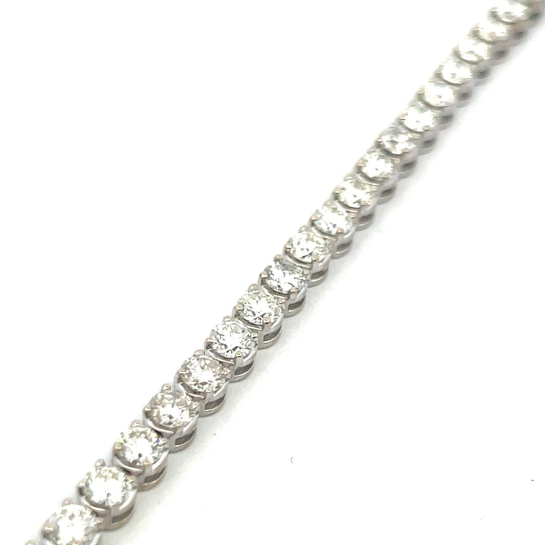 7.00 Carat H VS Diamond Tennis Bracelet 14K White Gold Vintage Estate