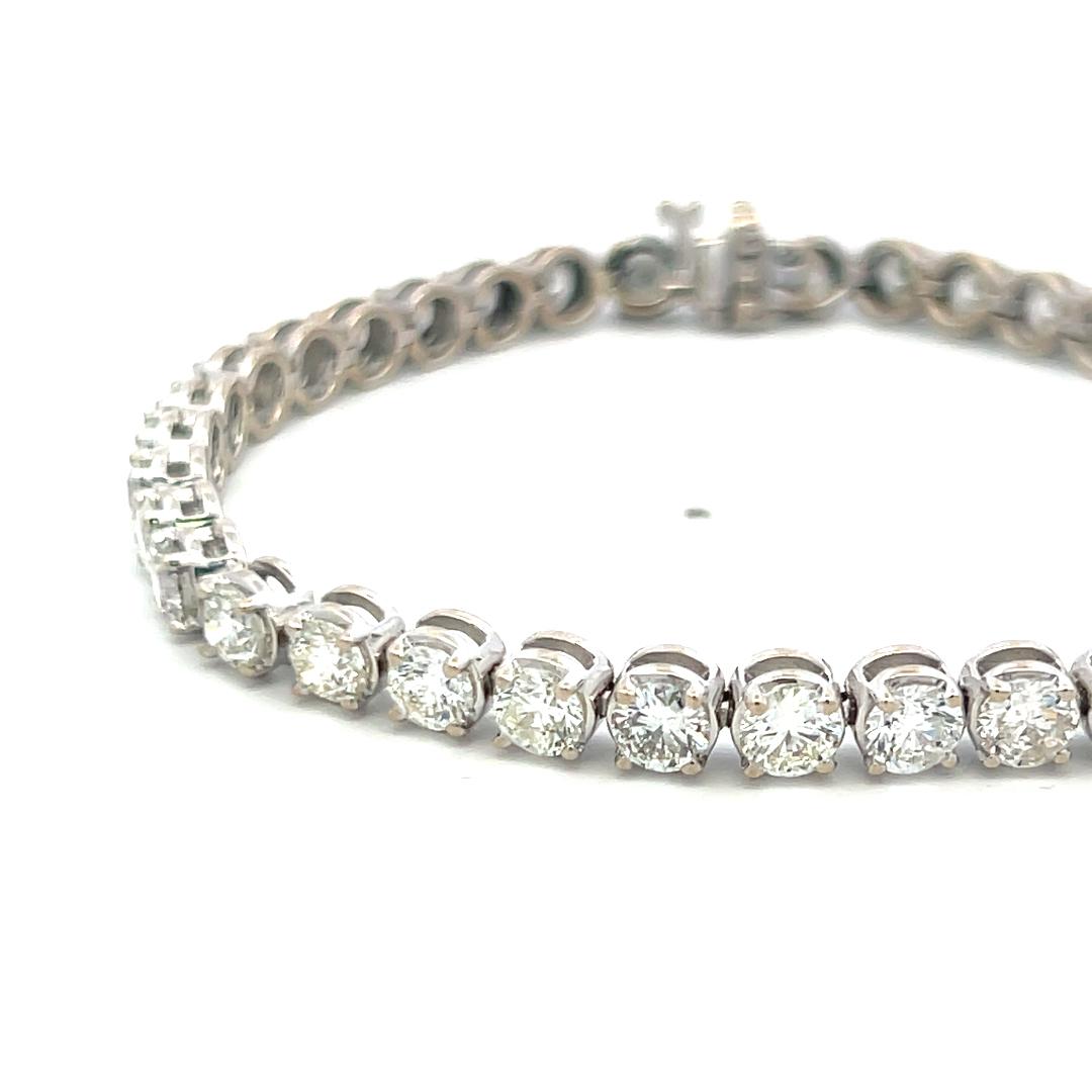7.00 Carat H VS Diamond Tennis Bracelet 14K White Gold Vintage Estate