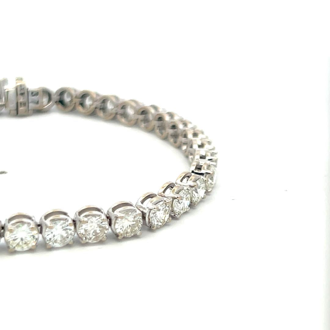 7.00 Carat H VS Diamond Tennis Bracelet 14K White Gold Vintage Estate