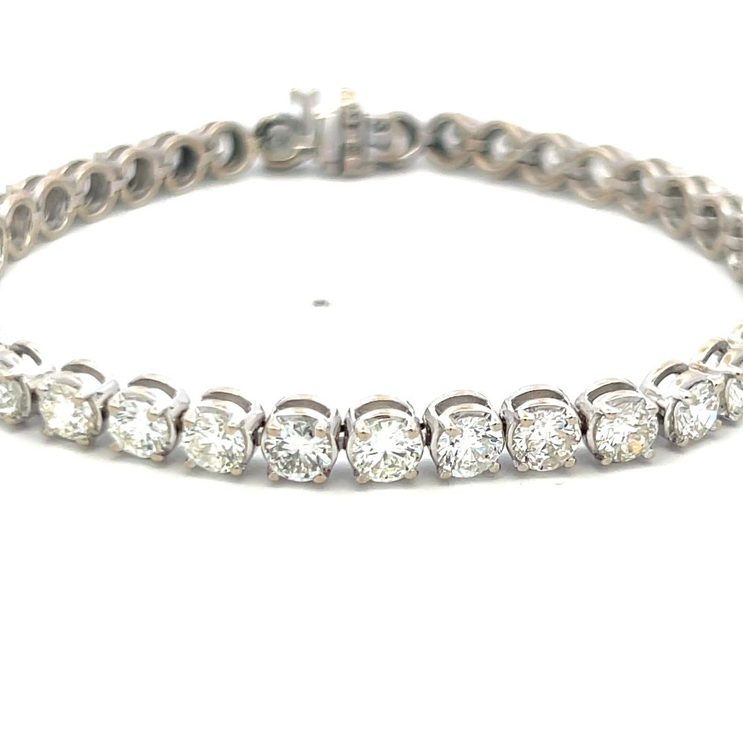7.00 Carat H VS Diamond Tennis Bracelet 14K White Gold Vintage Estate