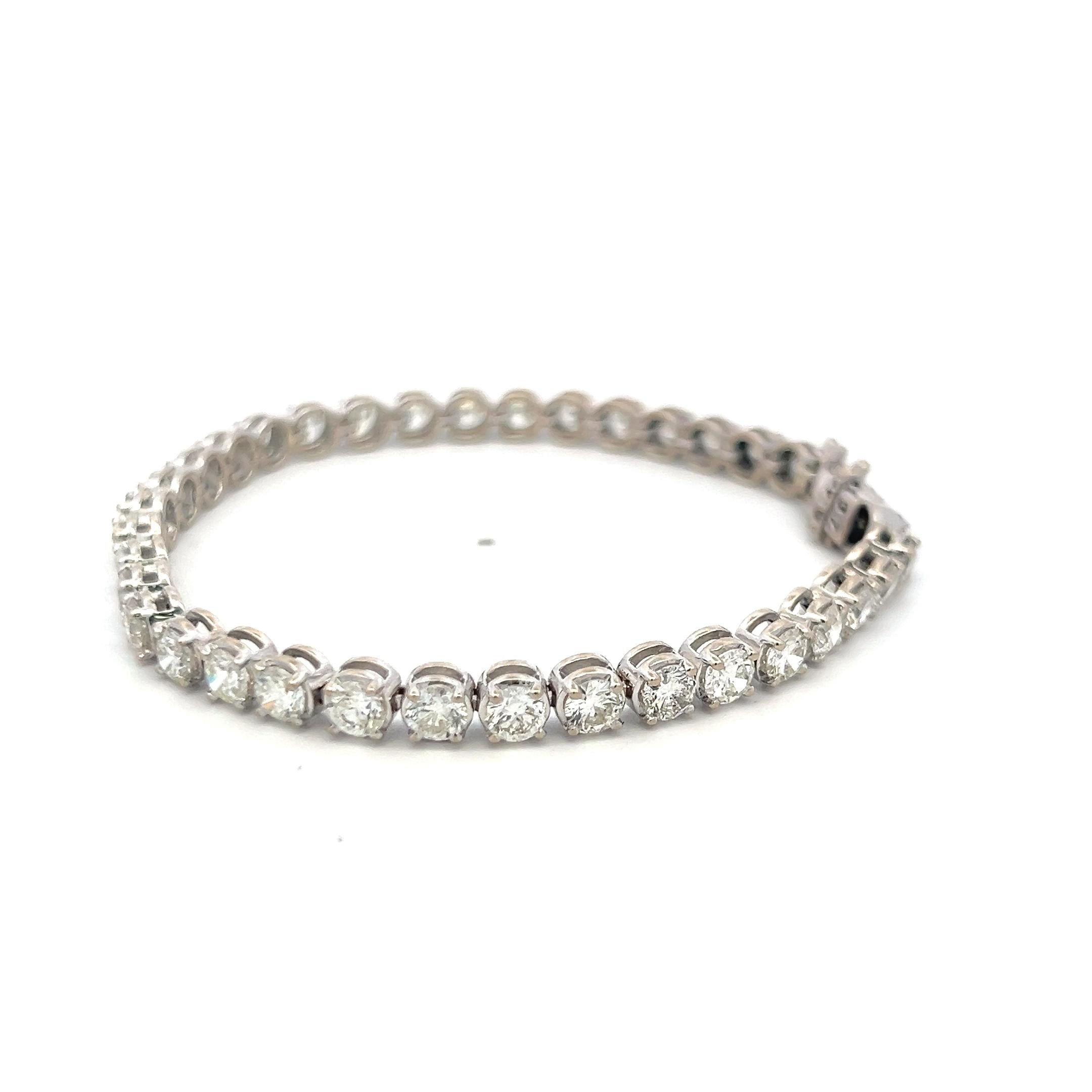 7.00 Carat H VS Diamond Tennis Bracelet 14K White Gold Vintage Estate