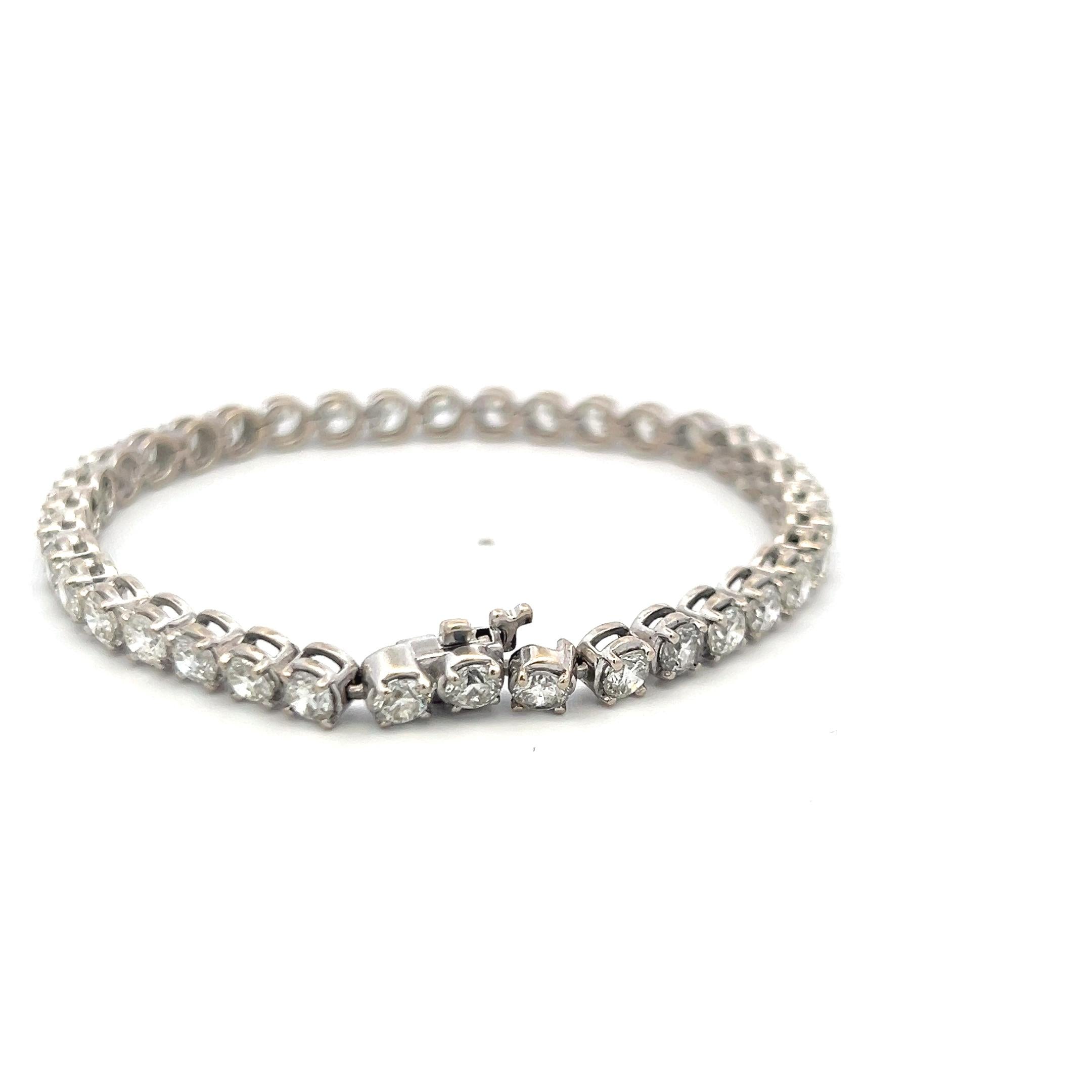 7.00 Carat H VS Diamond Tennis Bracelet 14K White Gold Vintage Estate