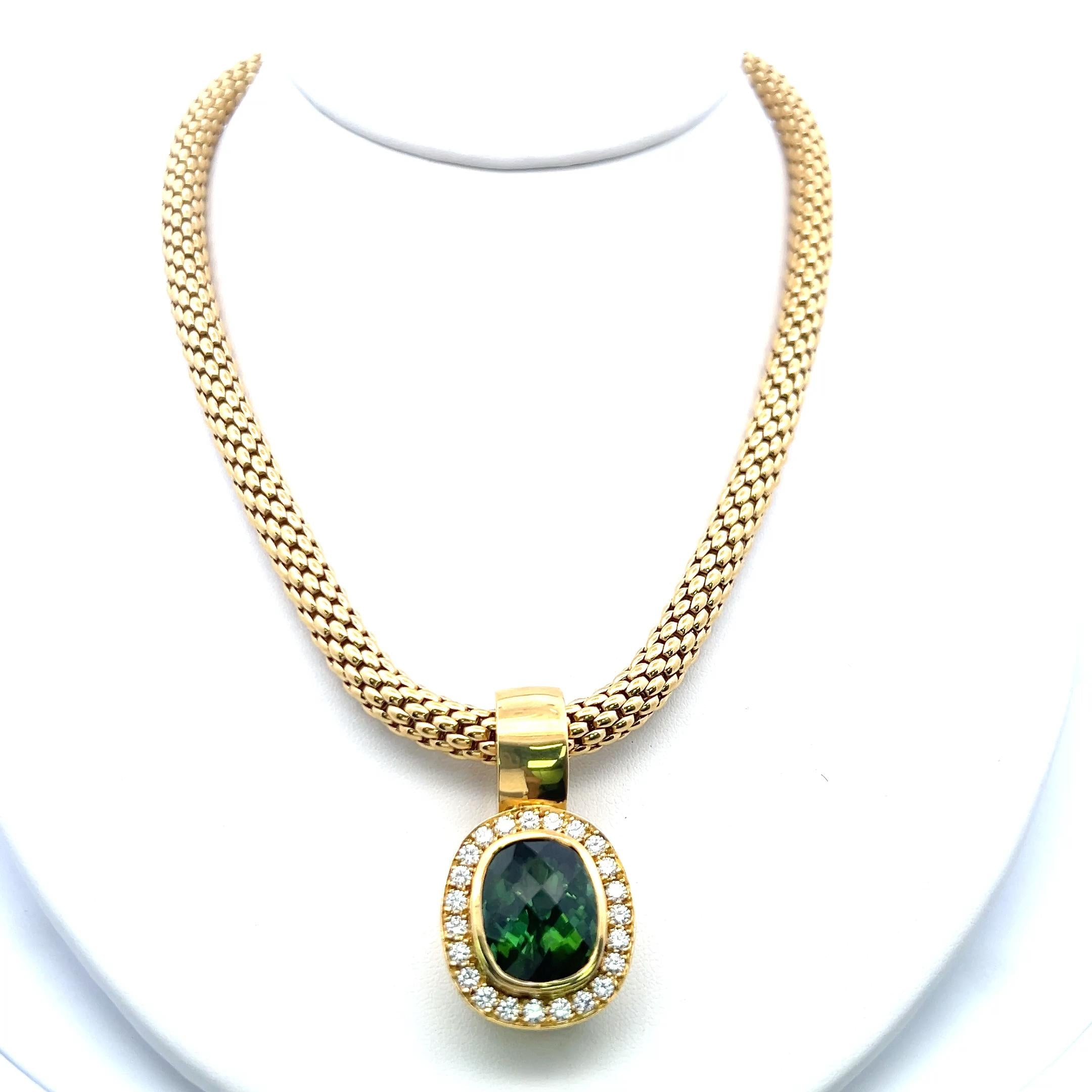 FOPE 18K YG Pendant Necklace and Bracelet Set with 3.25Ct. Diamonds Multi Gems