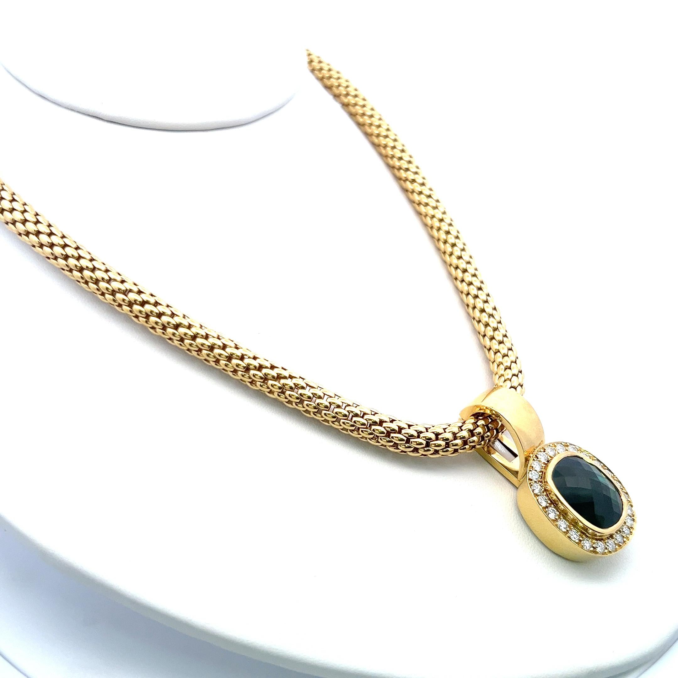 FOPE 18K YG Pendant Necklace and Bracelet Set with 3.25Ct. Diamonds Multi Gems