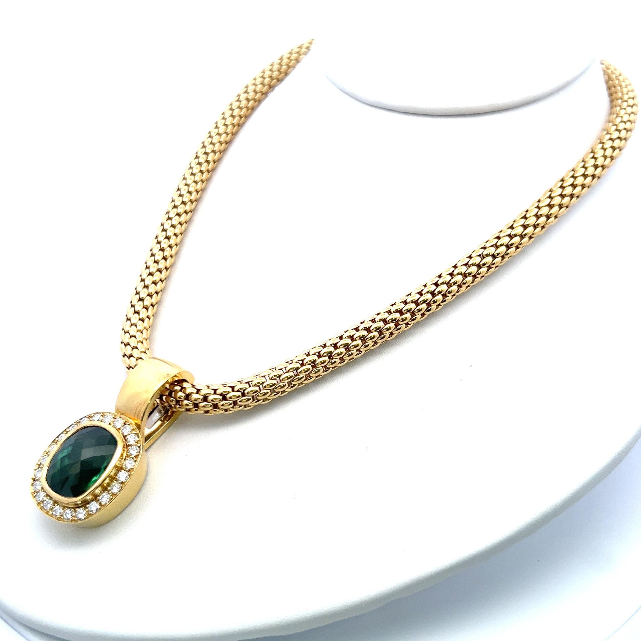 FOPE 18K YG Pendant Necklace and Bracelet Set with 3.25Ct. Diamonds Multi Gems