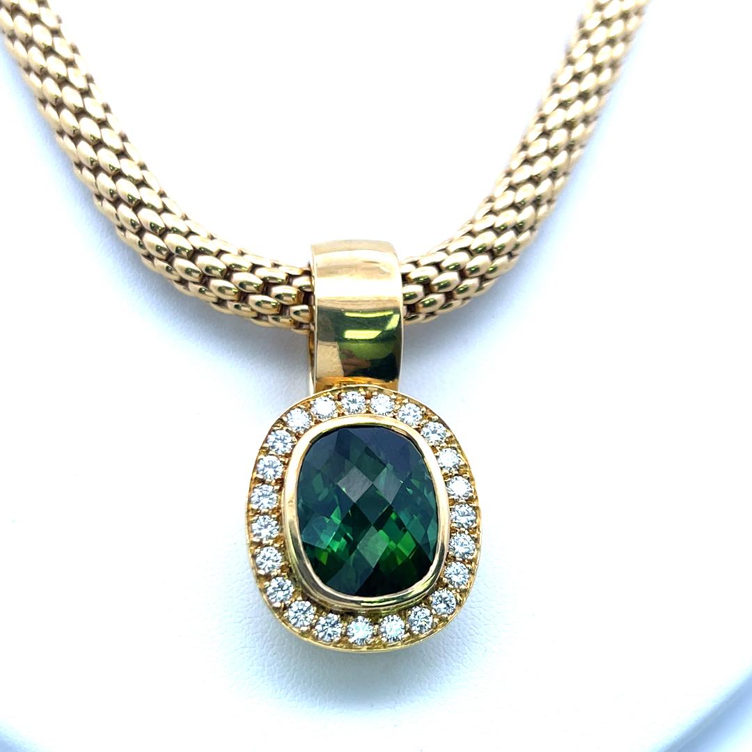 FOPE 18K YG Pendant Necklace and Bracelet Set with 3.25Ct. Diamonds Multi Gems