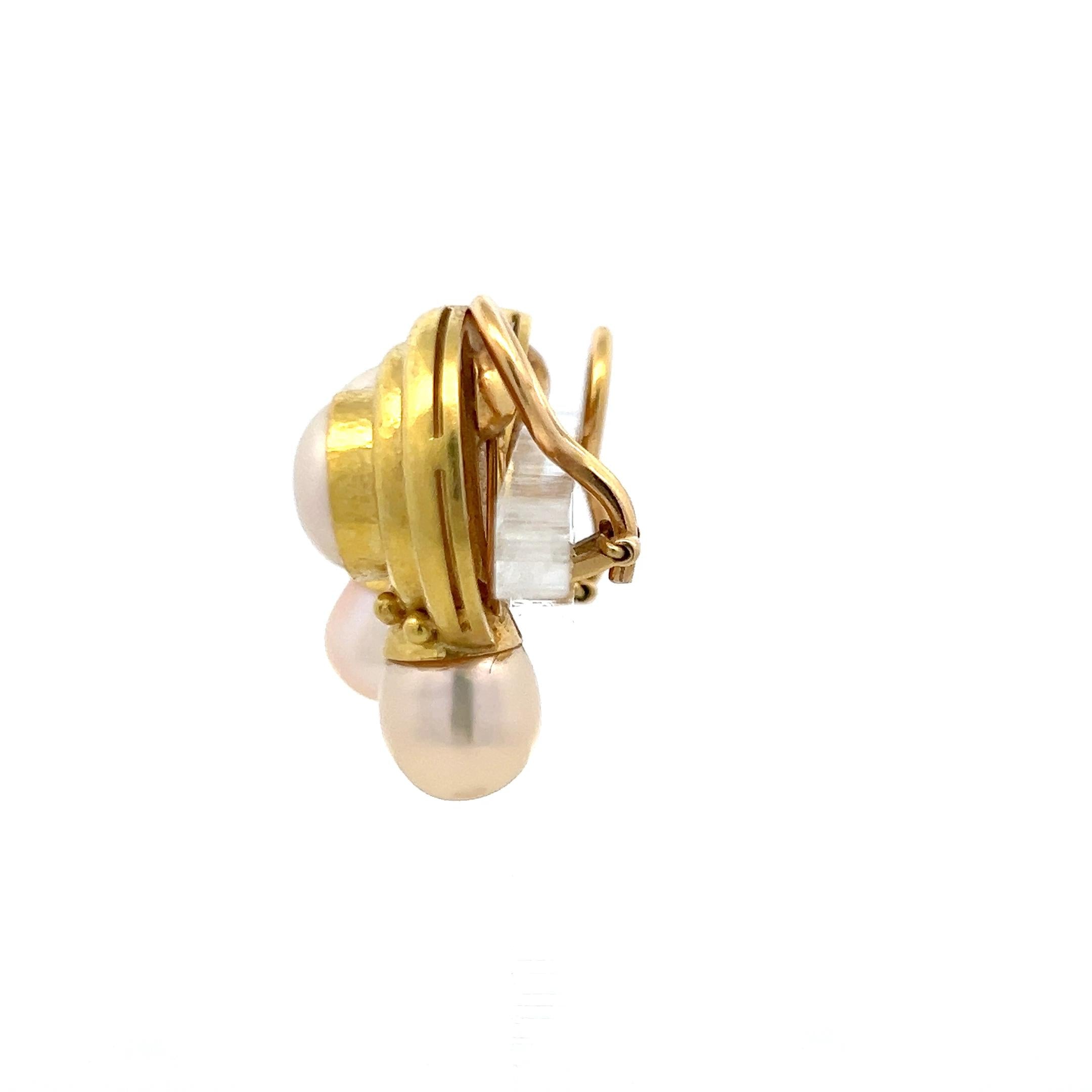 Elizabeth Locke 18K YG Clip On Earrings with Marbe and Cultured Pearls