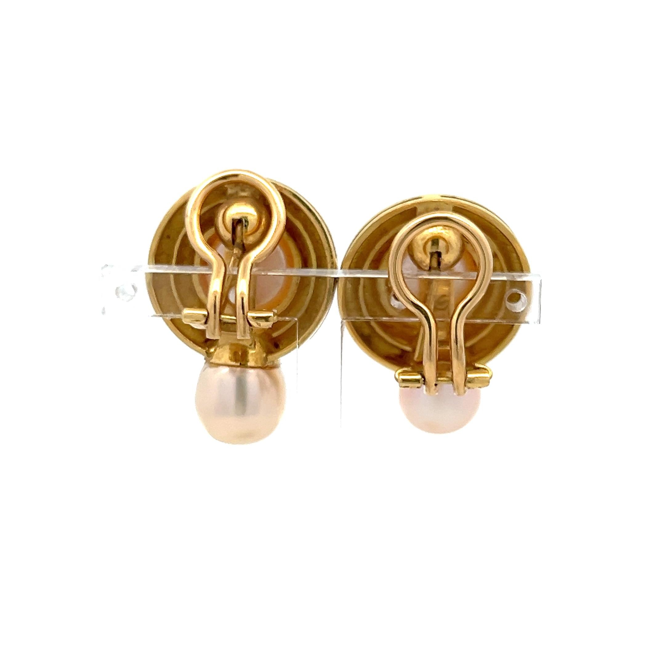 Elizabeth Locke 18K YG Clip On Earrings with Marbe and Cultured Pearls