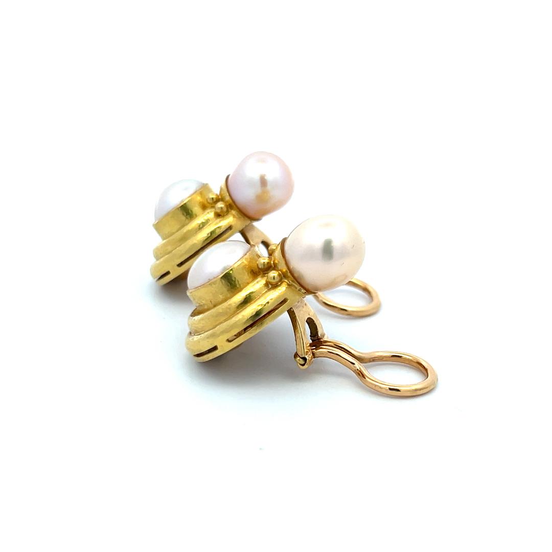 Elizabeth Locke 18K YG Clip On Earrings with Marbe and Cultured Pearls